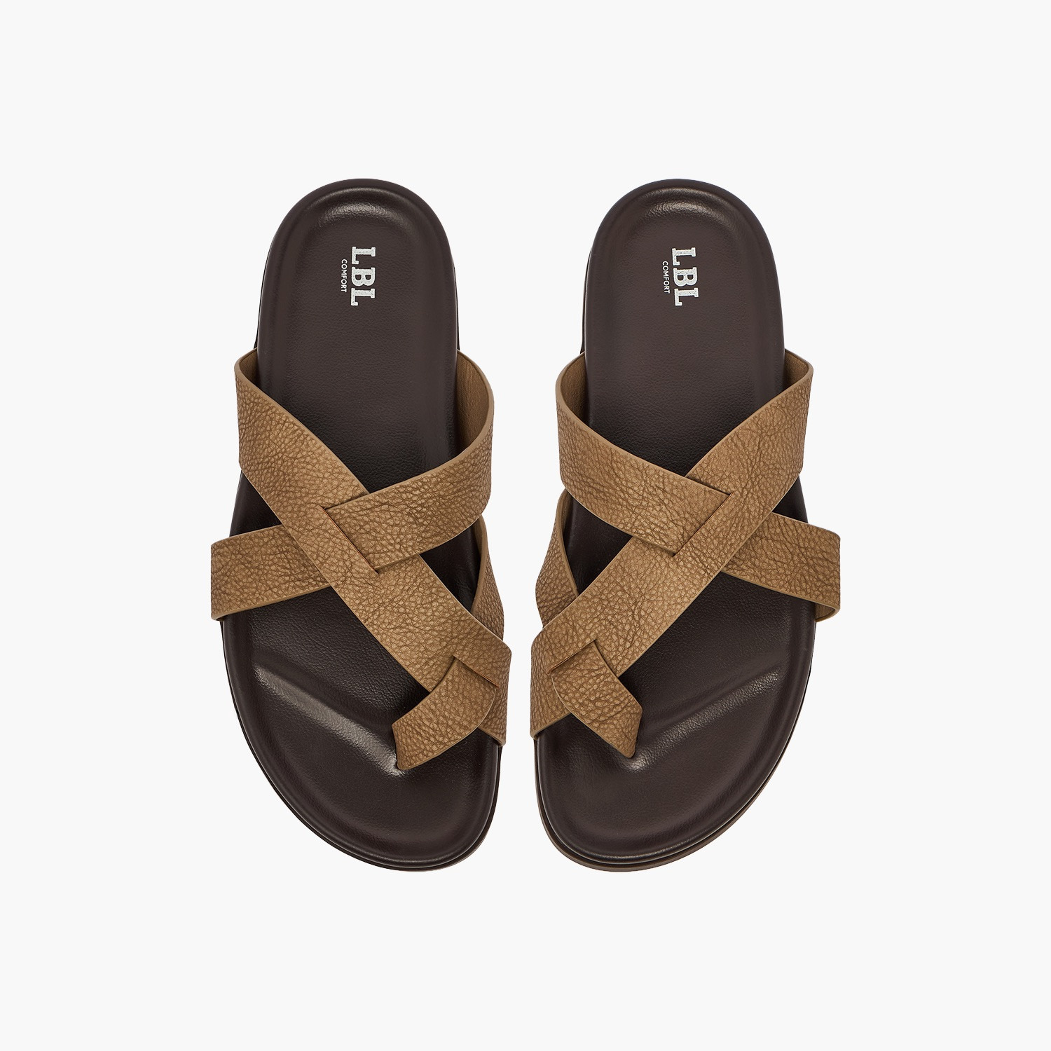 صندل بارز الملمس بأحزمة متقاطعة للرجال من أل بي أل من شو إكسبريس-men-shoes-sandals-image-1