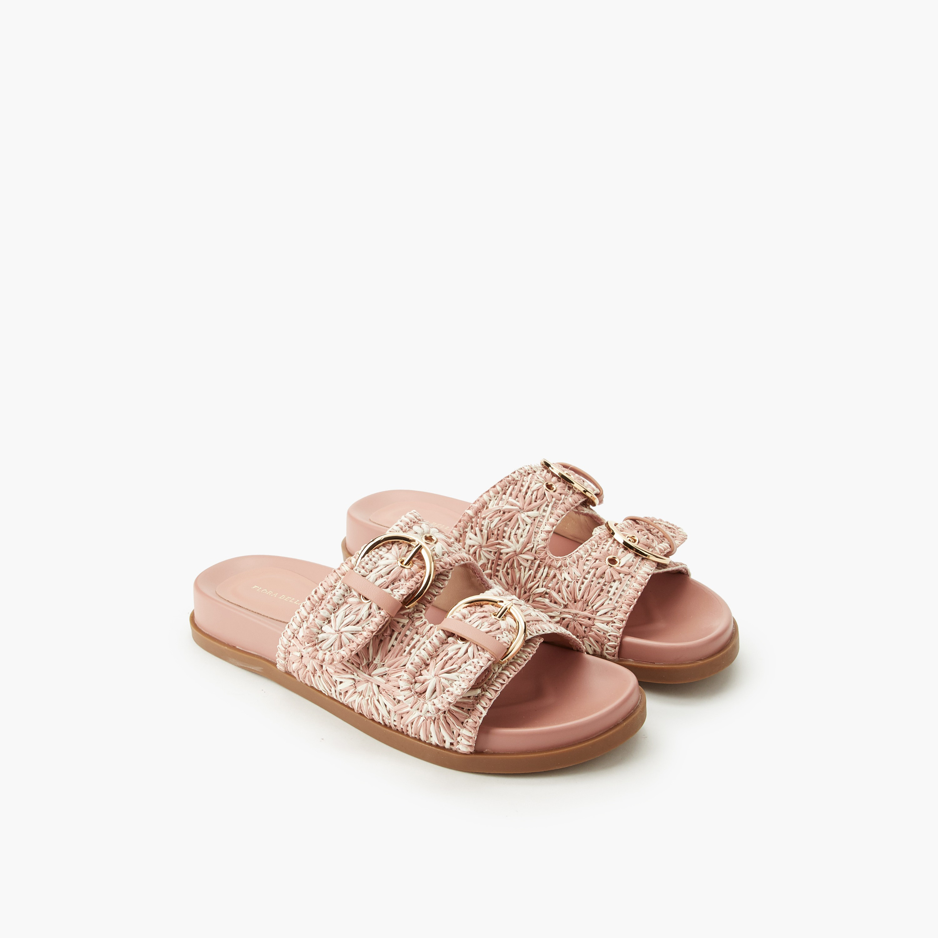 Flora Bella Women Textured Slip-On Sandals-women-shoes-flats-sandals-image-1