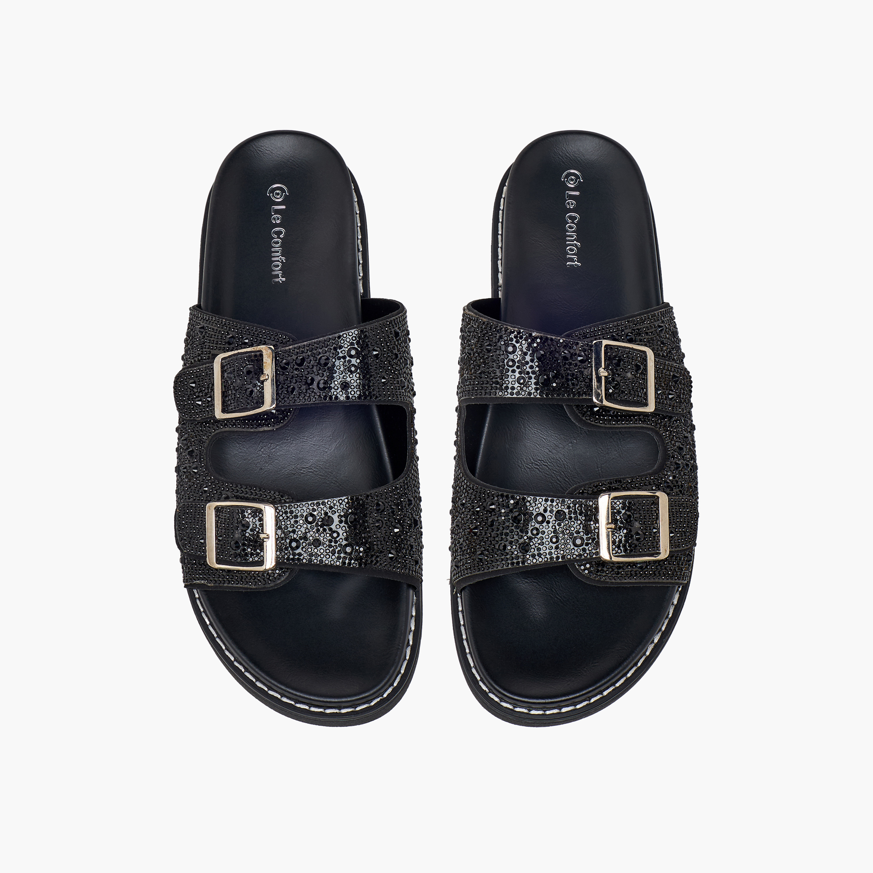 Le Confort Women Embellished Buckle Accent Sandals-women-shoes-sandals-flats-image-1