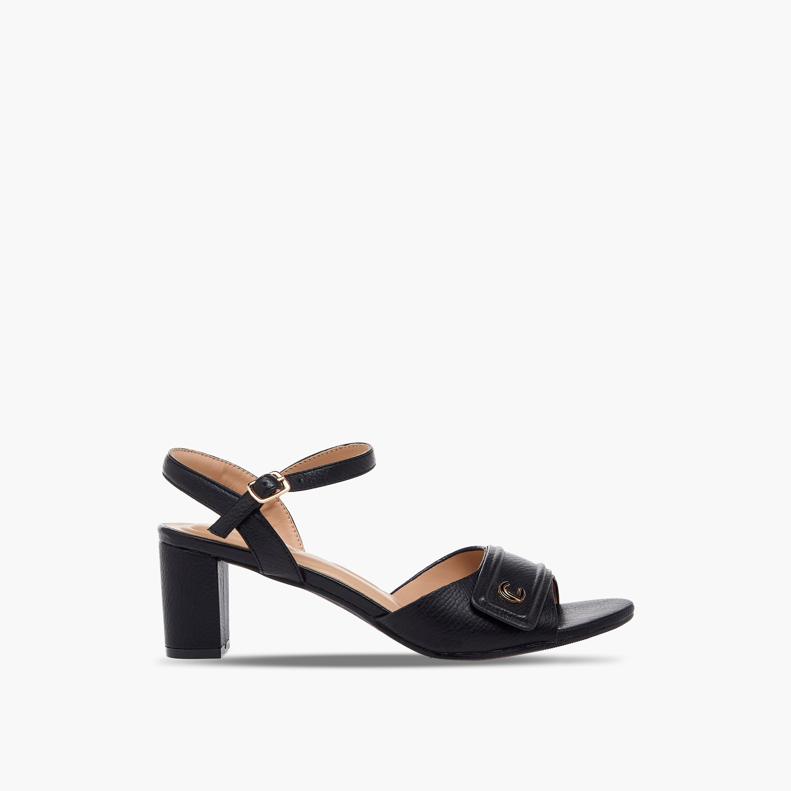 Le Confort Women Textured Block Heel Sandals-women-shoes-sandals-heeled-image-3