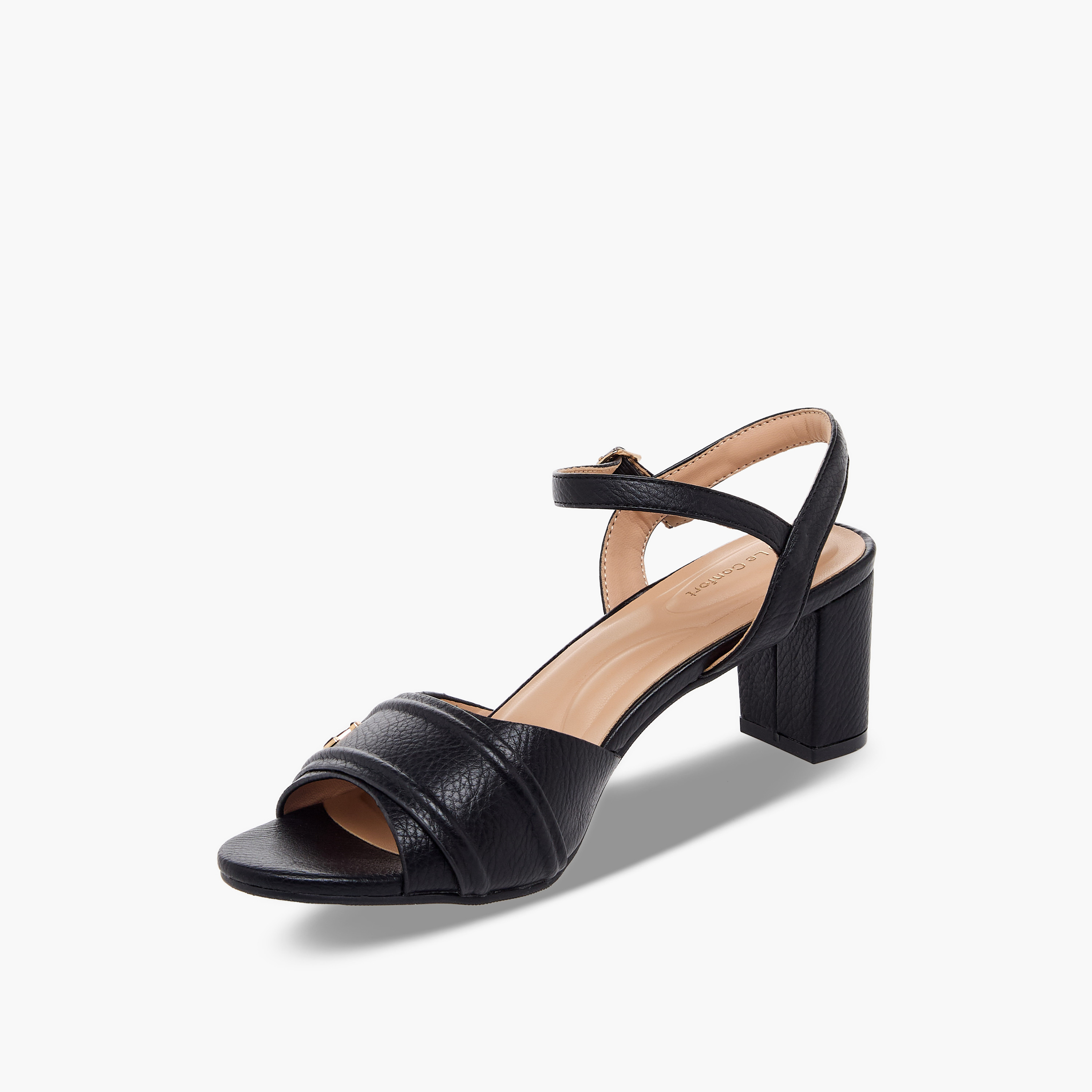 Le Confort Women Textured Block Heel Sandals-women-shoes-sandals-heeled-image-4