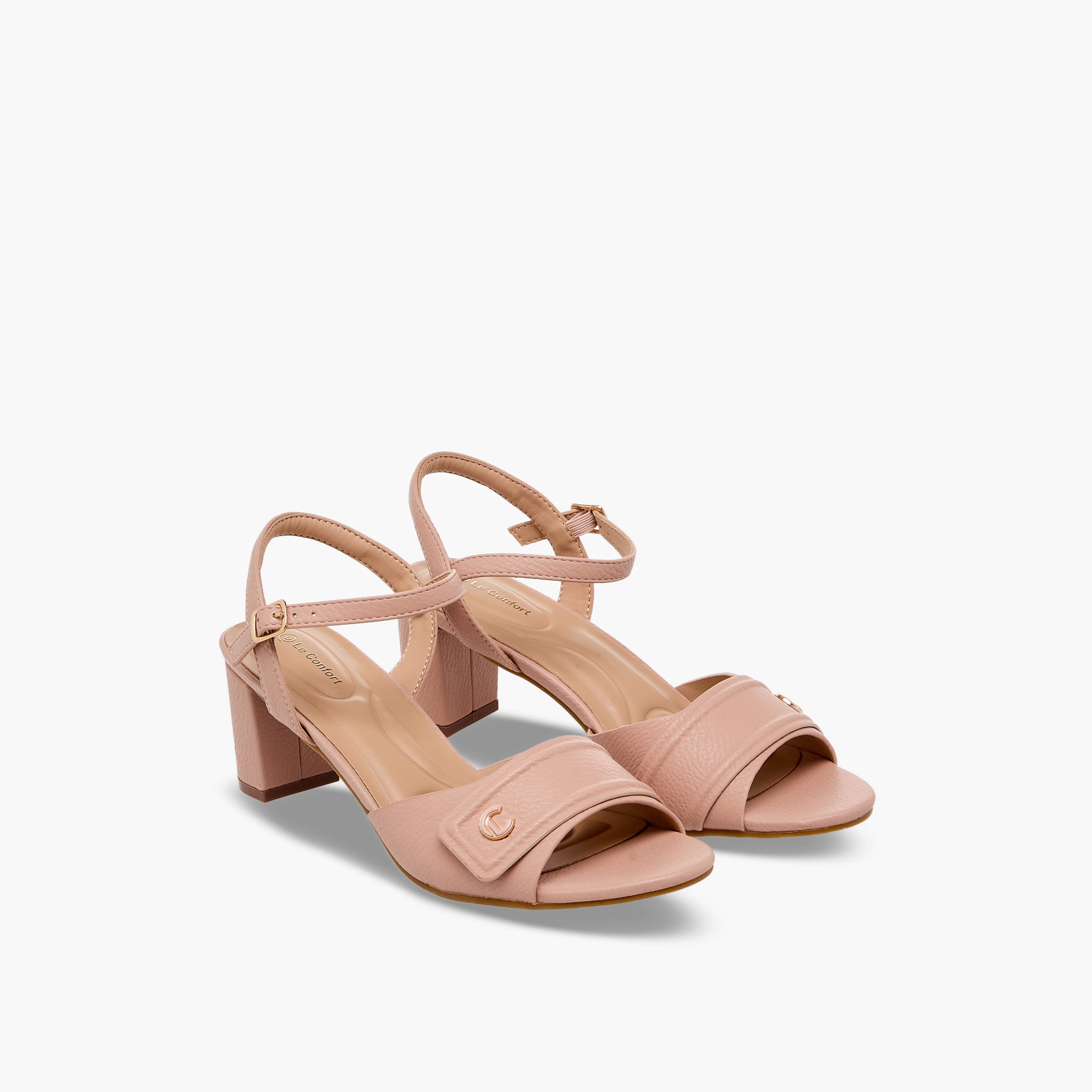 صندل بارز الملمس بكعب عريض من لو كونفورت-women-shoes-sandals-heeled-image-1