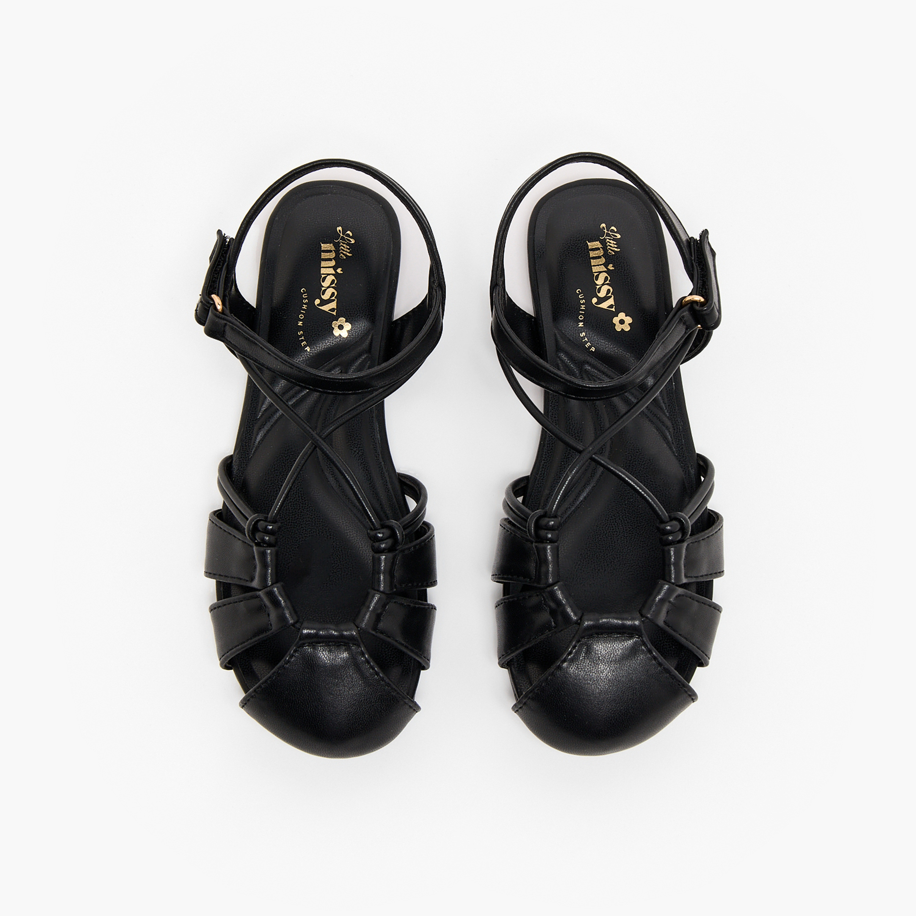 صندل بأحزمة وبشريط لاصق للبنات من ليتل ميسي-girls-shoes-sandals-image-1