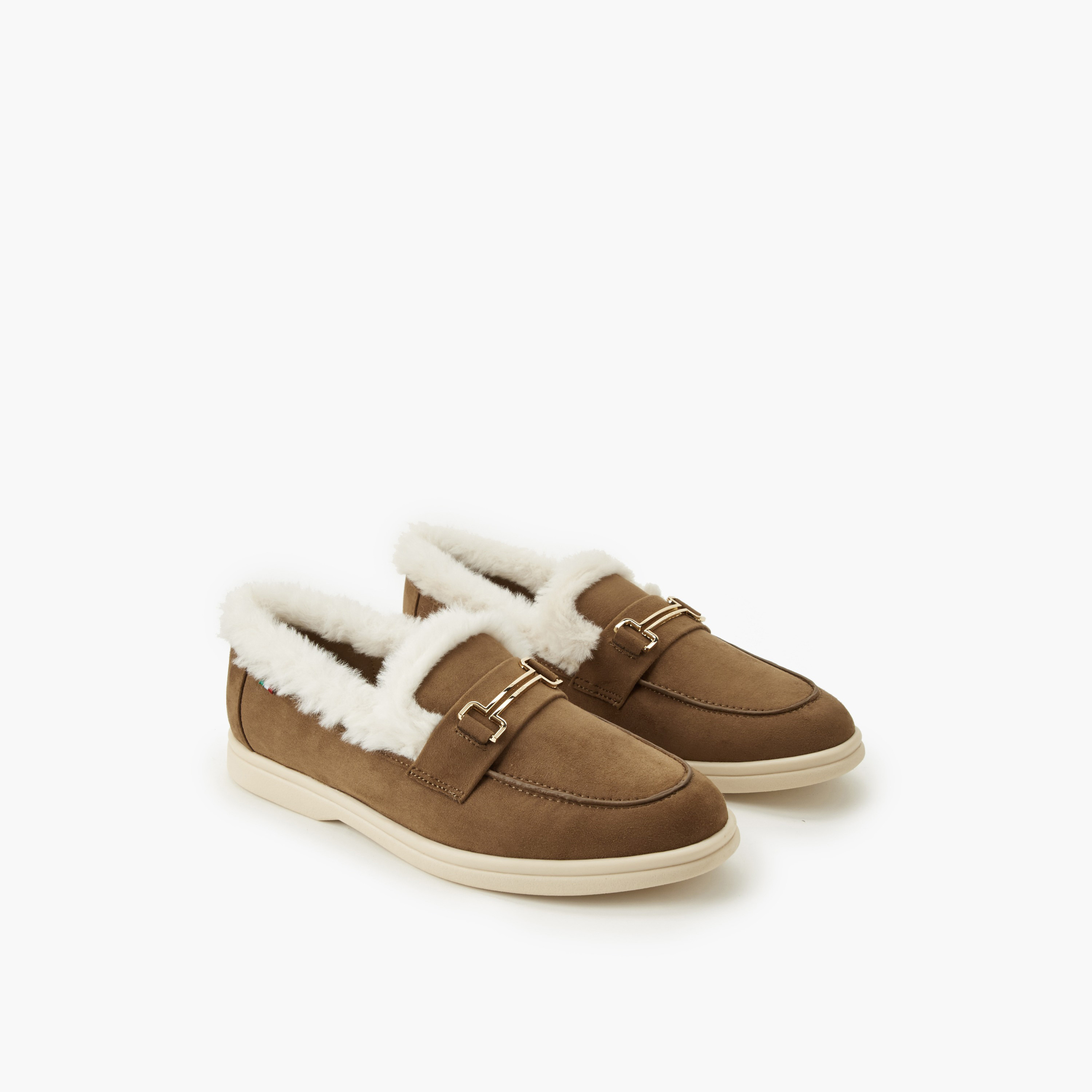 حذاء سهل الارتداء فرو صناعي للنساء من رينزو روجاني-women-shoes-flats-loafers-image-1
