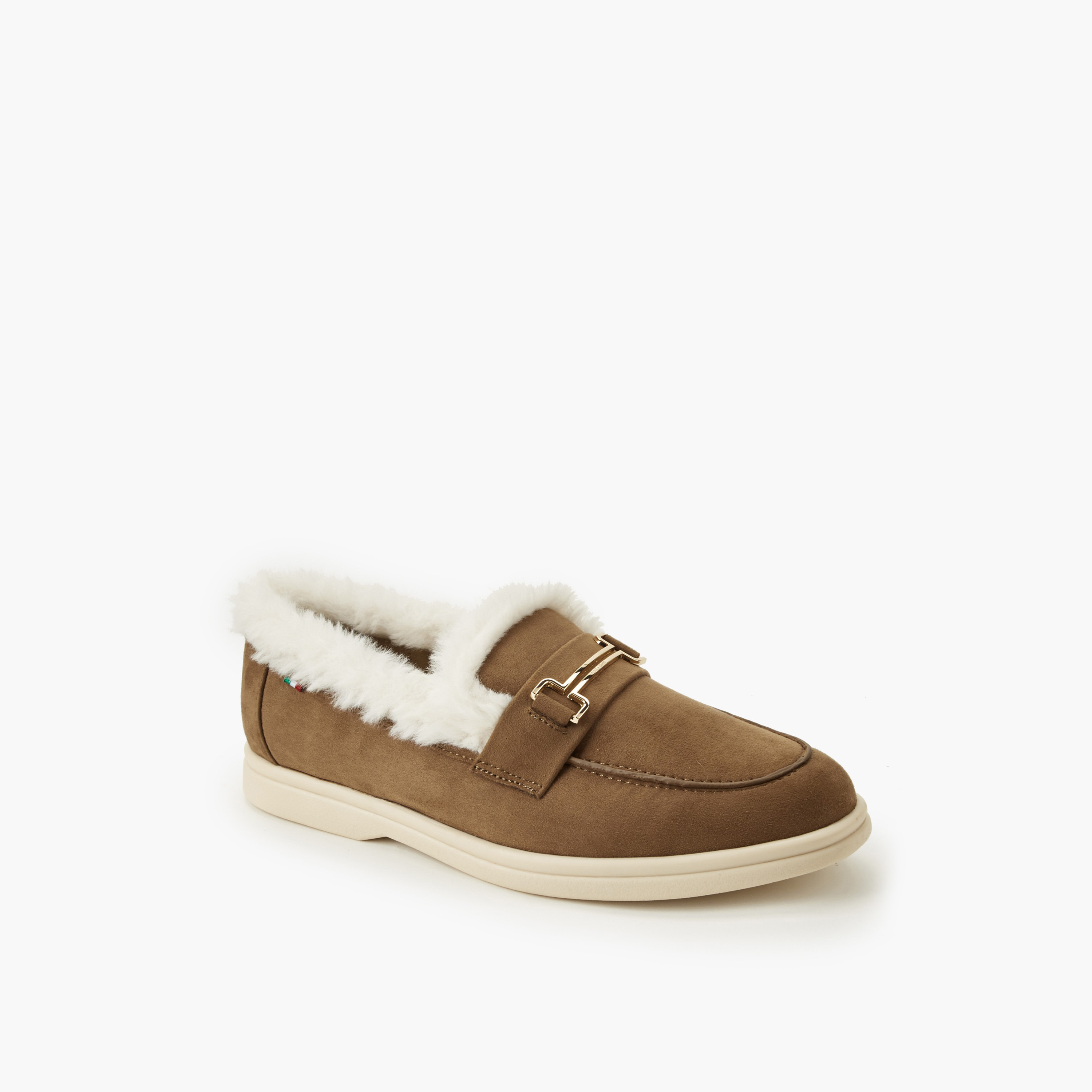 حذاء سهل الارتداء فرو صناعي للنساء من رينزو روجاني-women-shoes-flats-loafers-image-2
