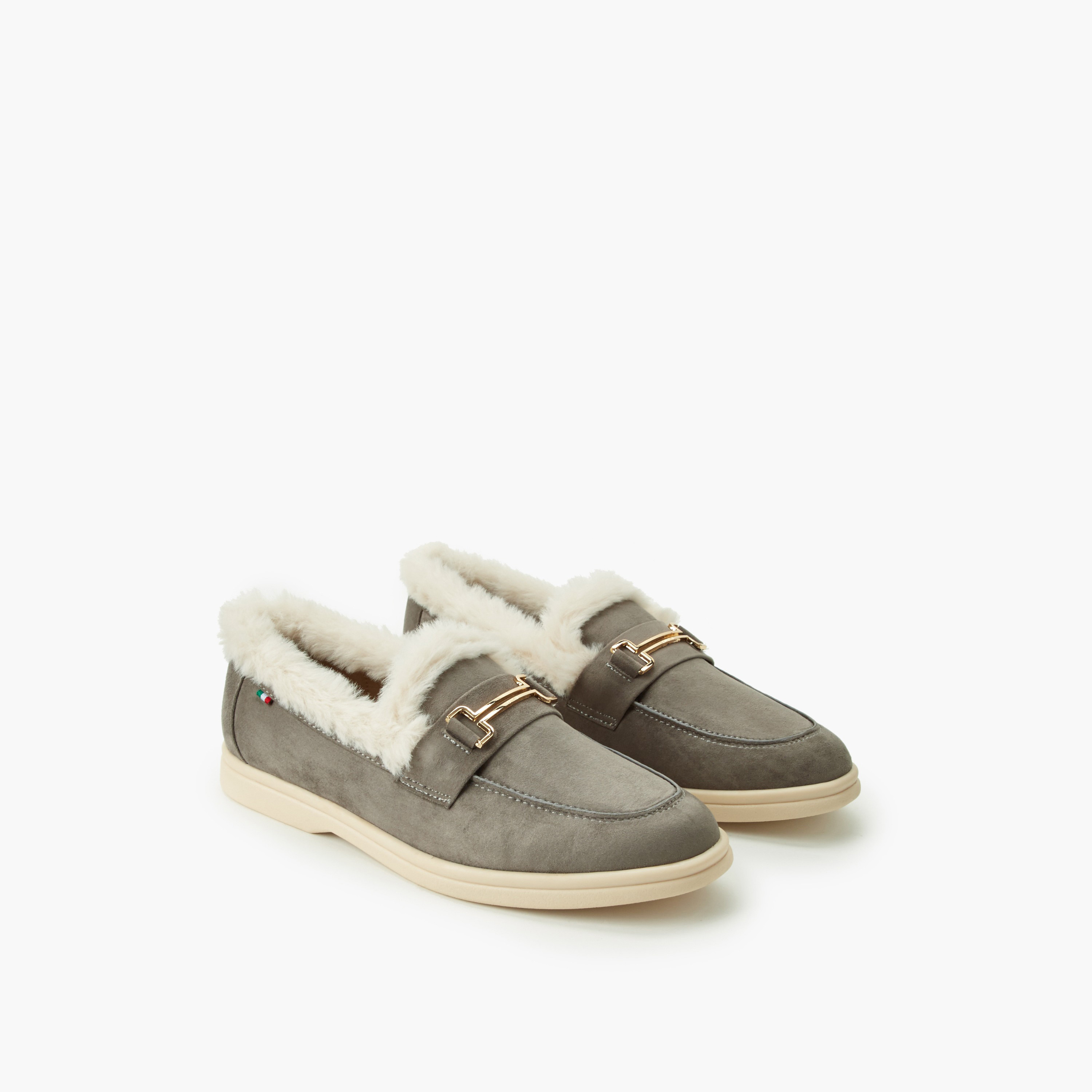 حذاء سهل الارتداء فرو صناعي للنساء من رينزو روجاني-women-shoes-flats-loafers-image-1