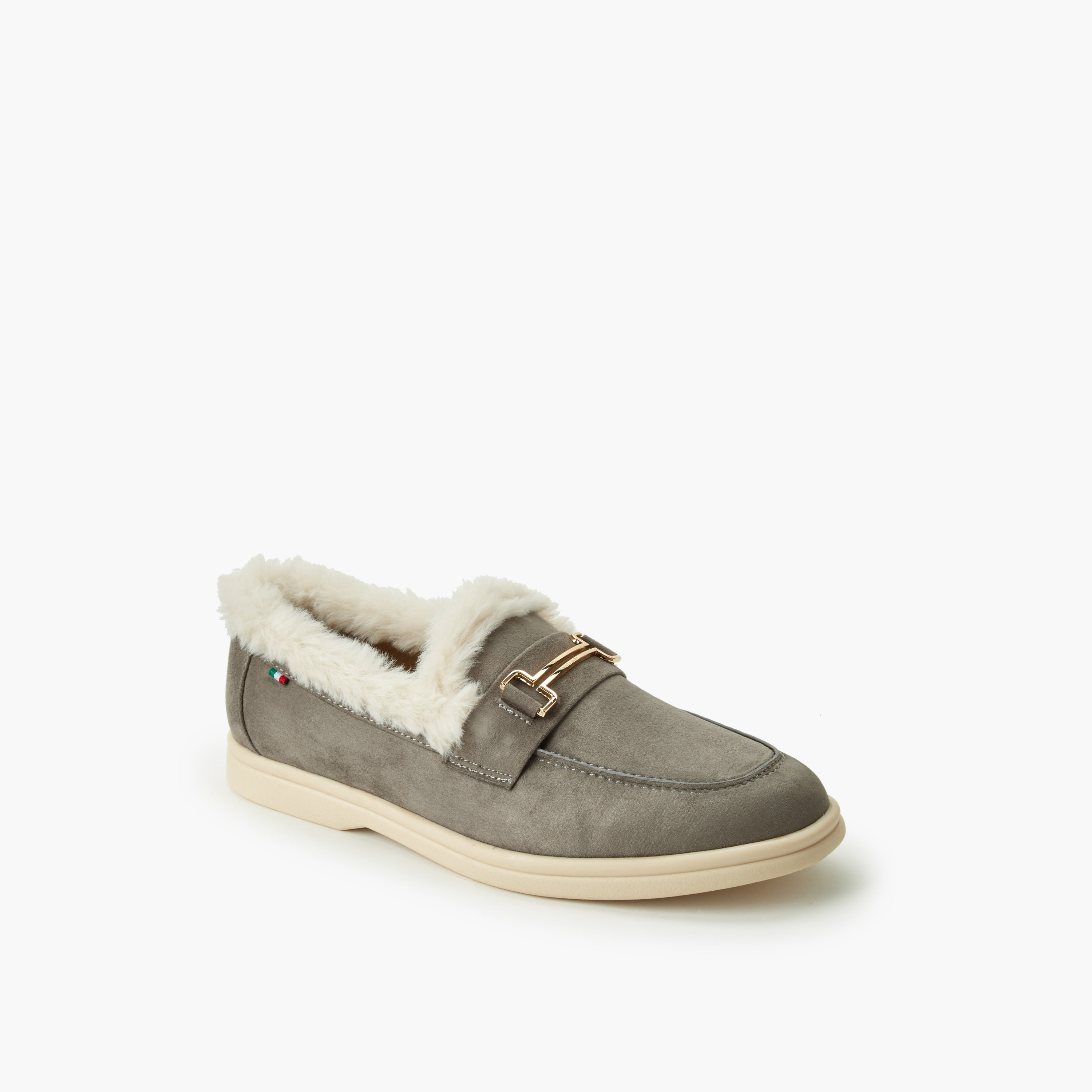 حذاء سهل الارتداء فرو صناعي للنساء من رينزو روجاني-women-shoes-flats-loafers-image-2