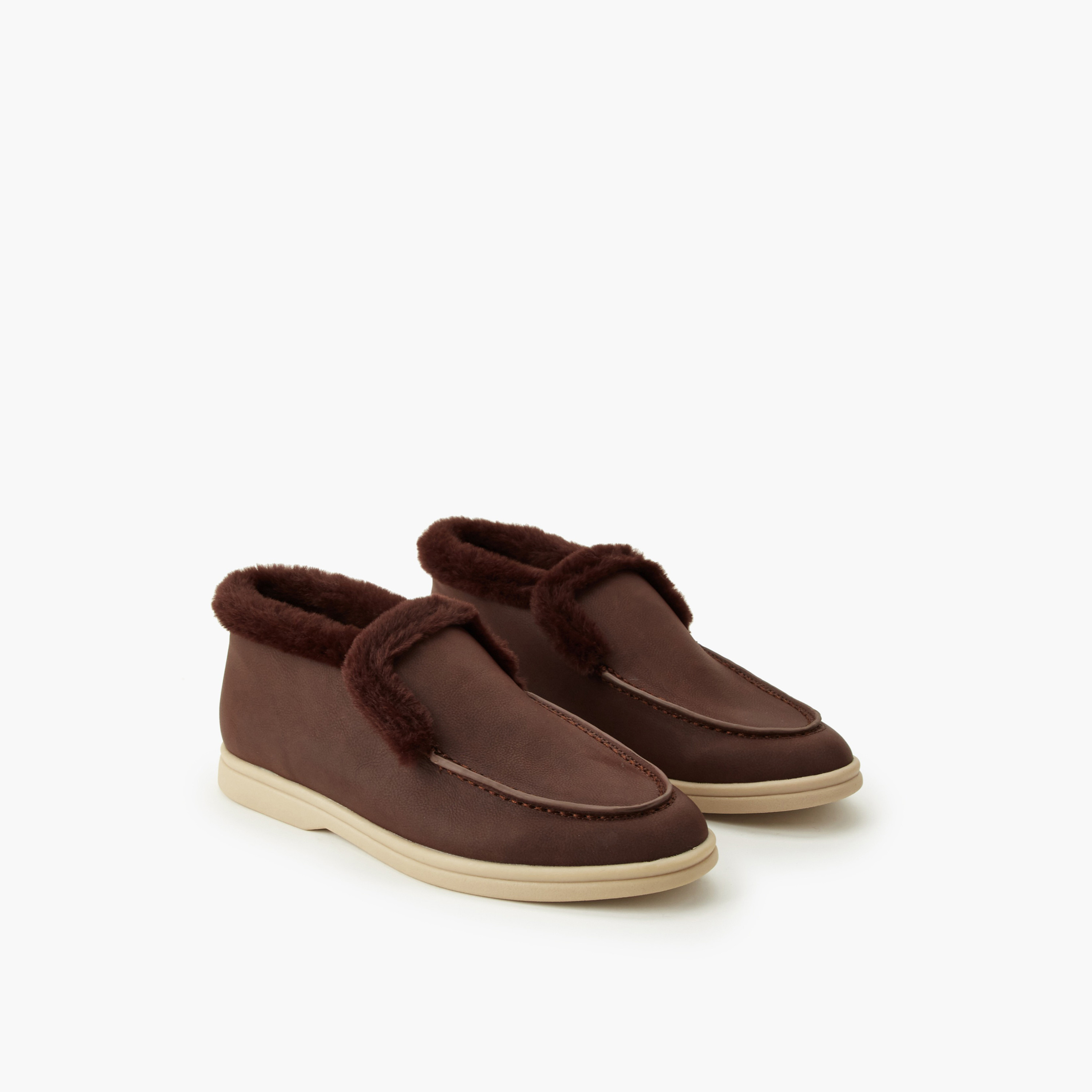 حذاء سهل الارتداء فرو صناعي للنساء من رينزو روجاني-women-shoes-flats-loafers-image-1