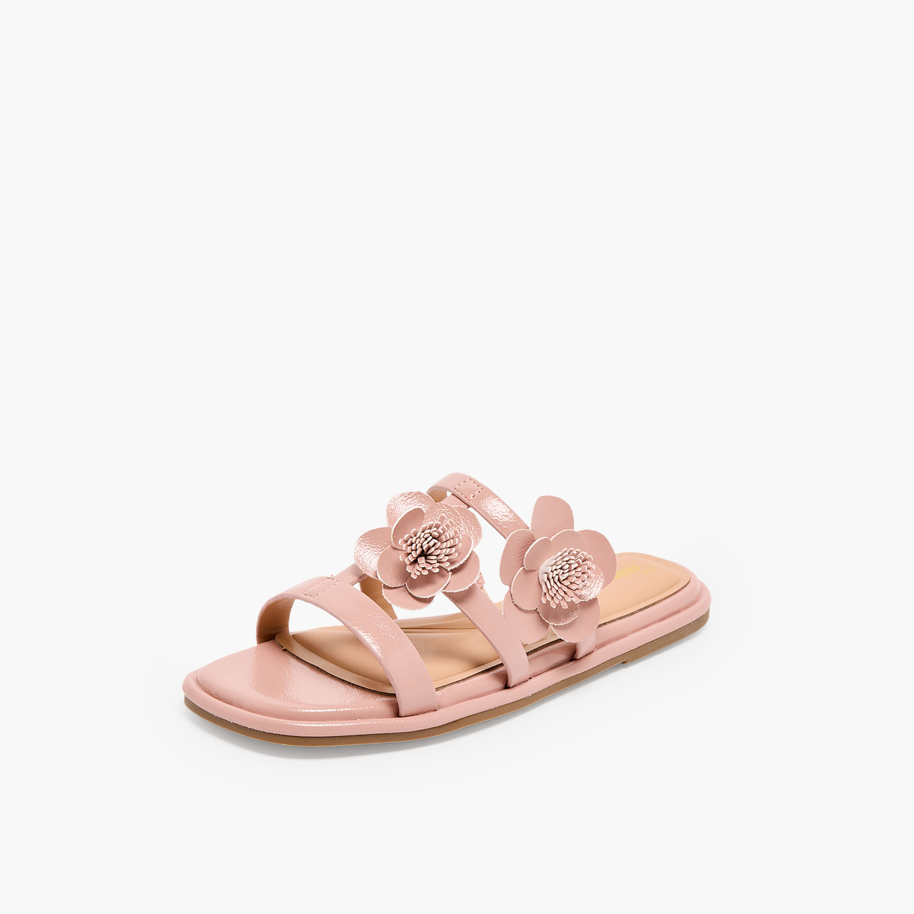 Little Missy Girls Floral Accent Slip-On Sandals-girls-shoes-sandals-image-3