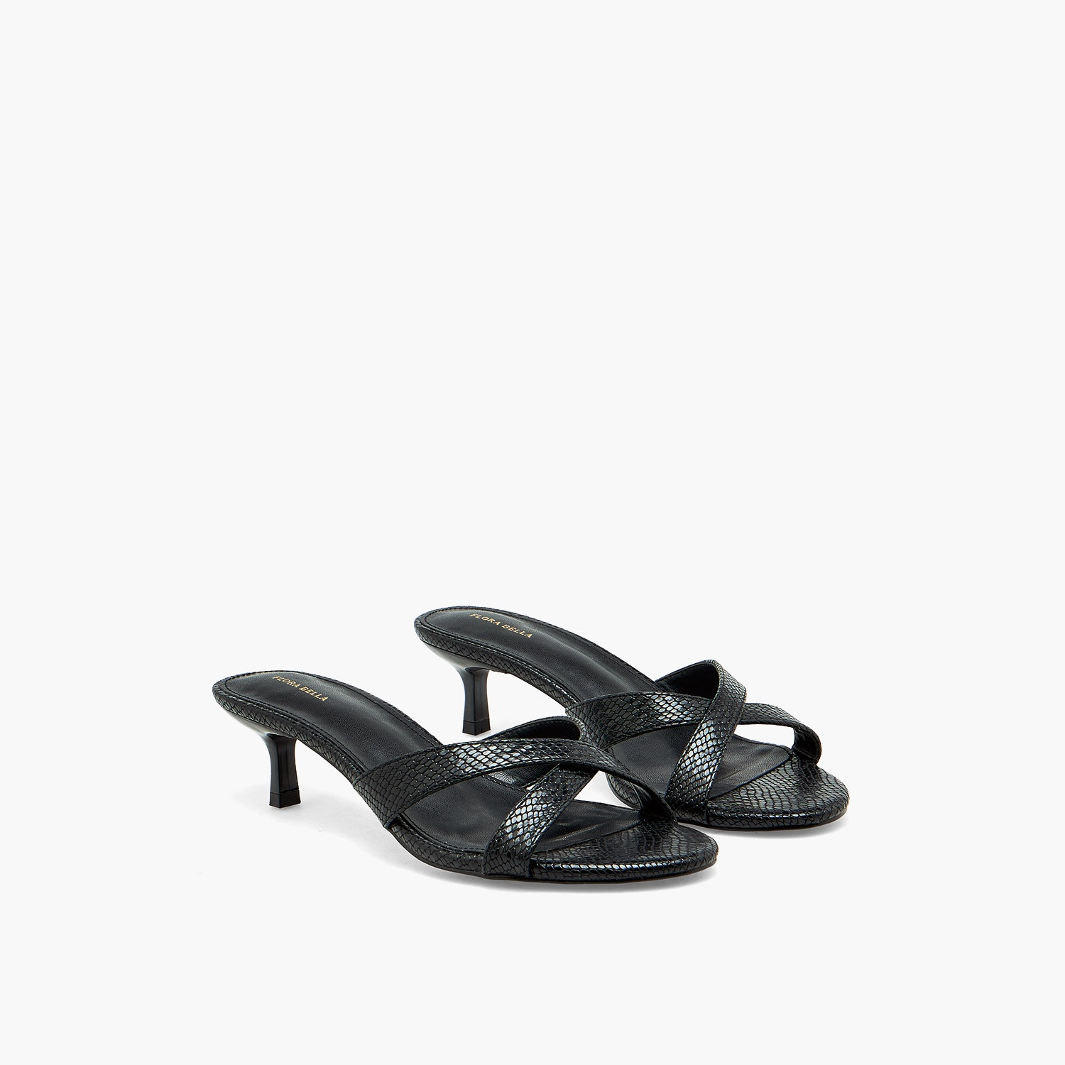 صندل بكعب صغير وأحزمة متقاطعة بارزة الملمس للنساء من فلورا بيلا-women-shoes-sandals-heeled-image-1
