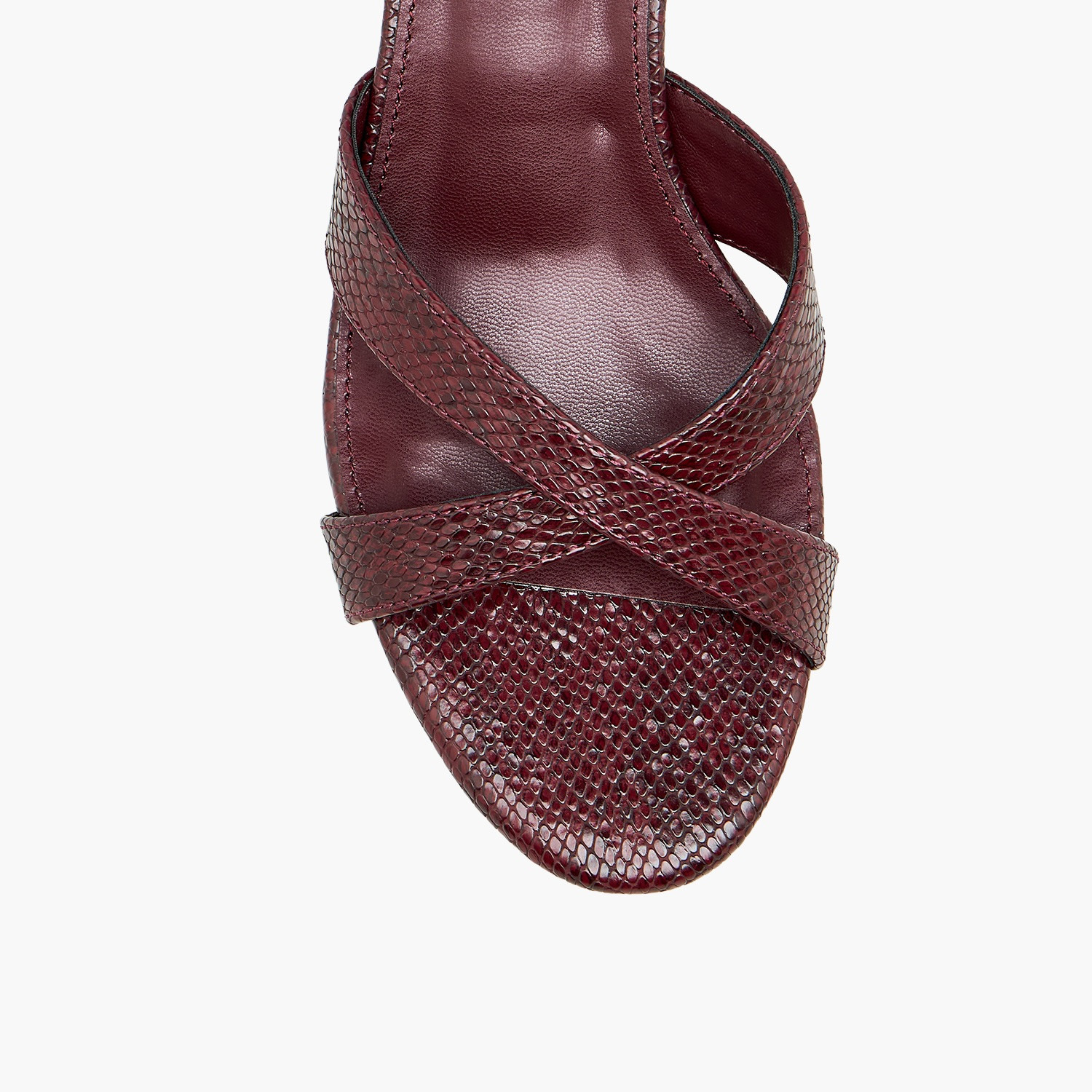 صندل بكعب صغير وأحزمة متقاطعة بارزة الملمس للنساء من فلورا بيلا-women-shoes-sandals-heeled-image-4