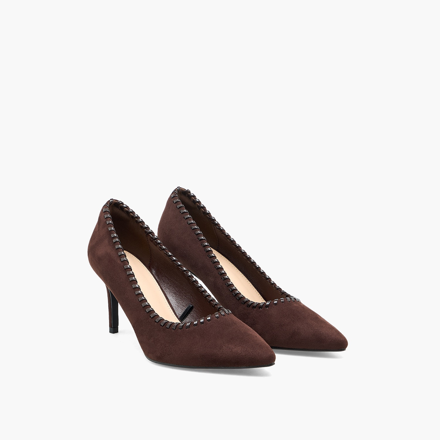 حذاء كلاسيكي بمقدمة مدببة وحواف بغرز السوط للنساء من فلورا بيلا-women-shoes-sandals-heeled-image-1