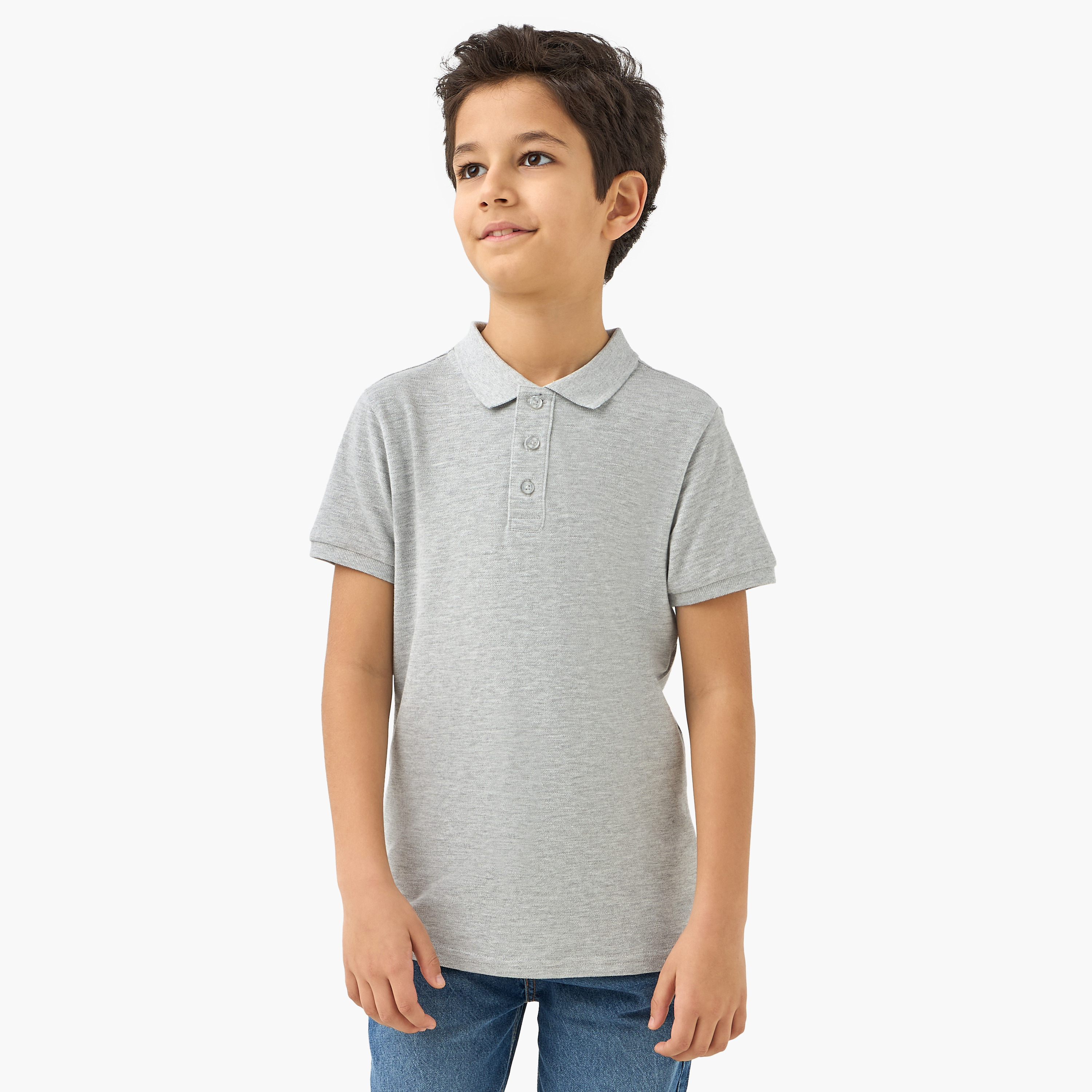 Juniors Textured Polo T-shirt with Short Sleeves-boys-clothing-tshirtsandpolos-image-1