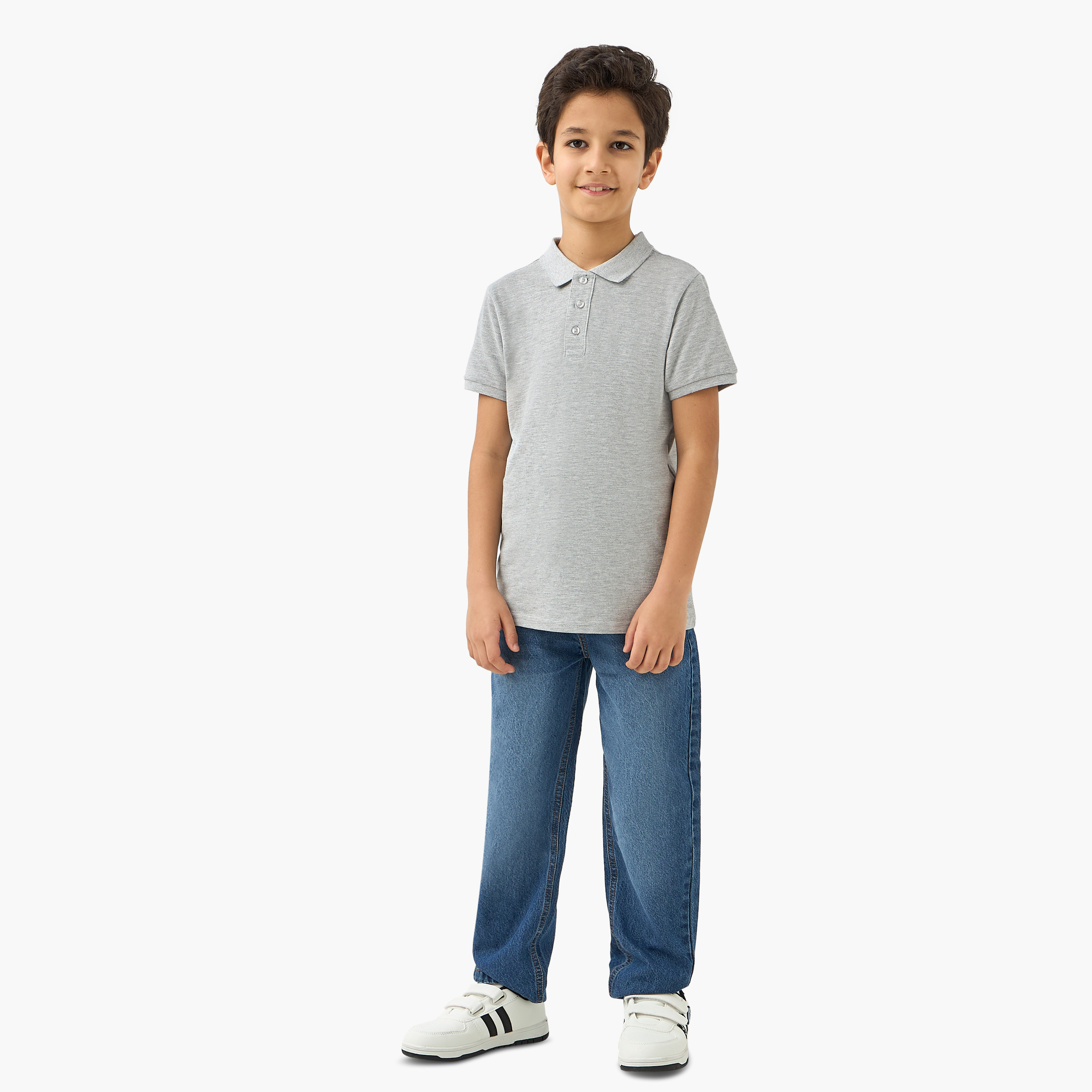 Juniors Textured Polo T-shirt with Short Sleeves-boys-clothing-tshirtsandpolos-image-2