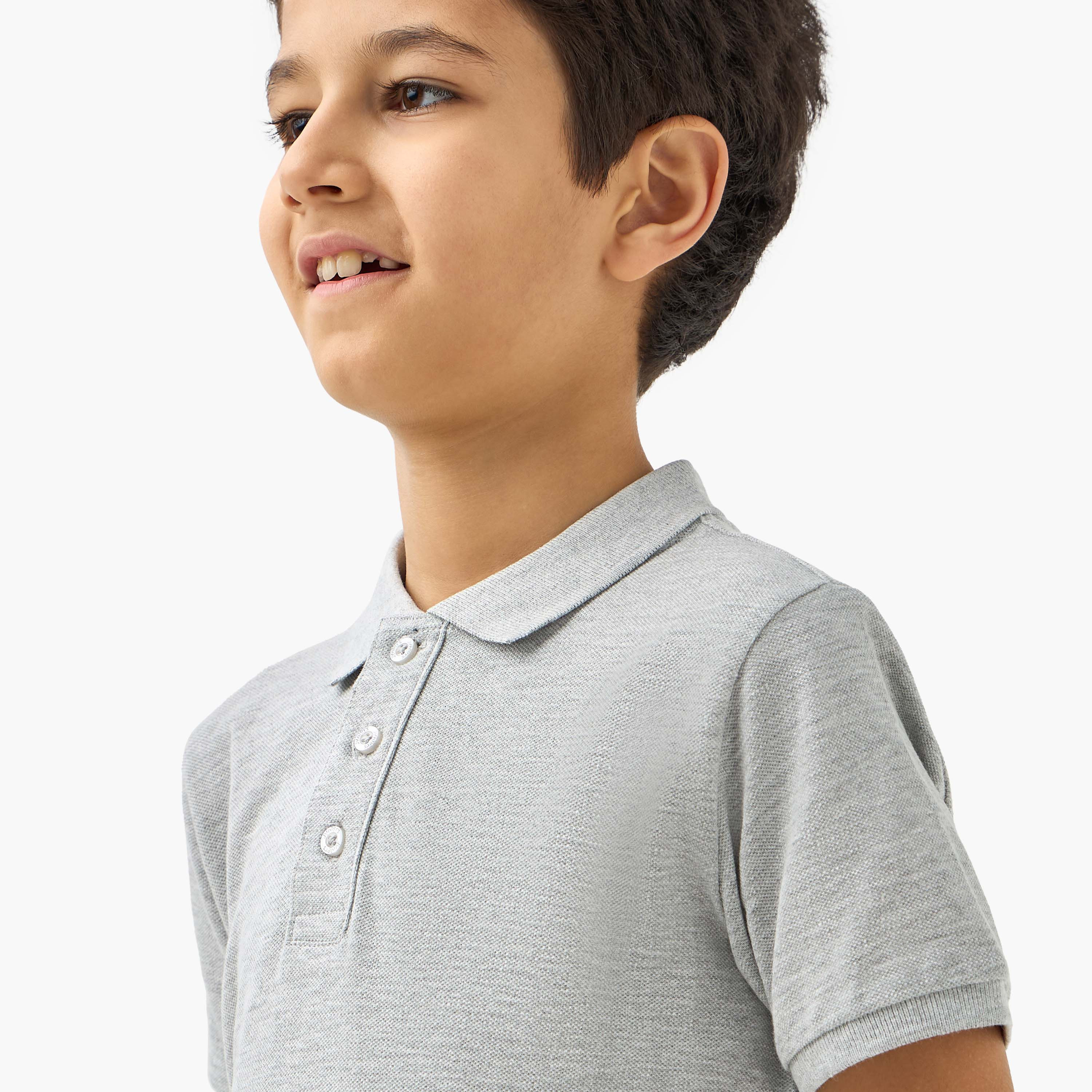 Juniors Textured Polo T-shirt with Short Sleeves-boys-clothing-tshirtsandpolos-image-4