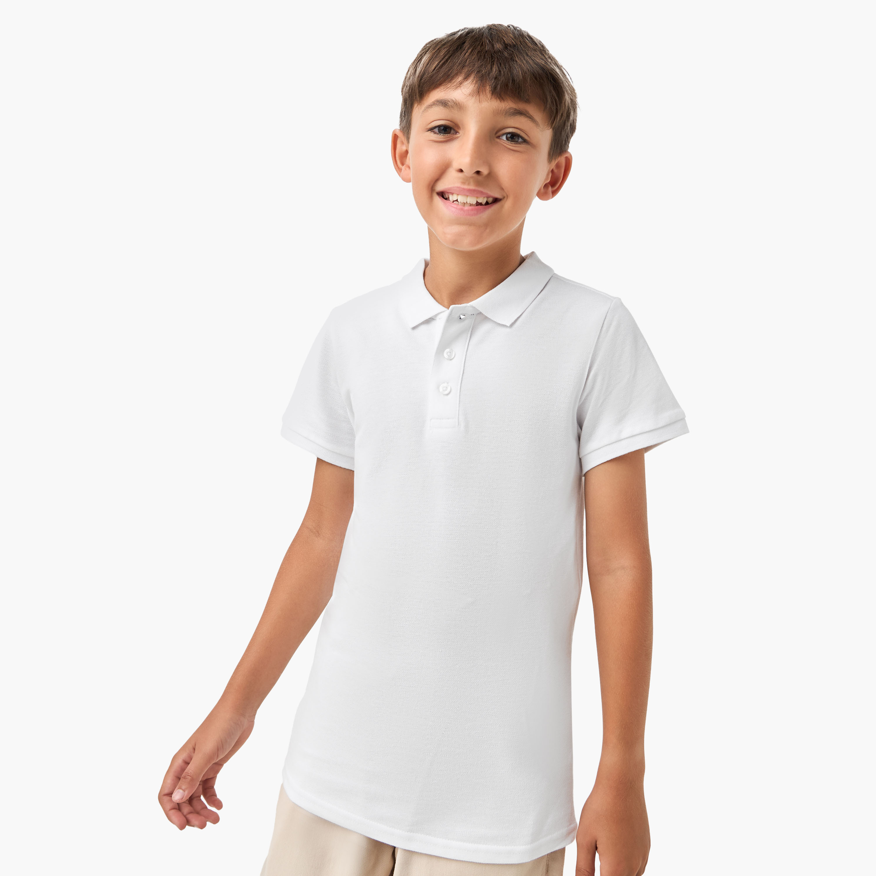 Juniors Solid Polo T-shirt with Short Sleeves-boys-clothing-tshirtsandpolos-image-1