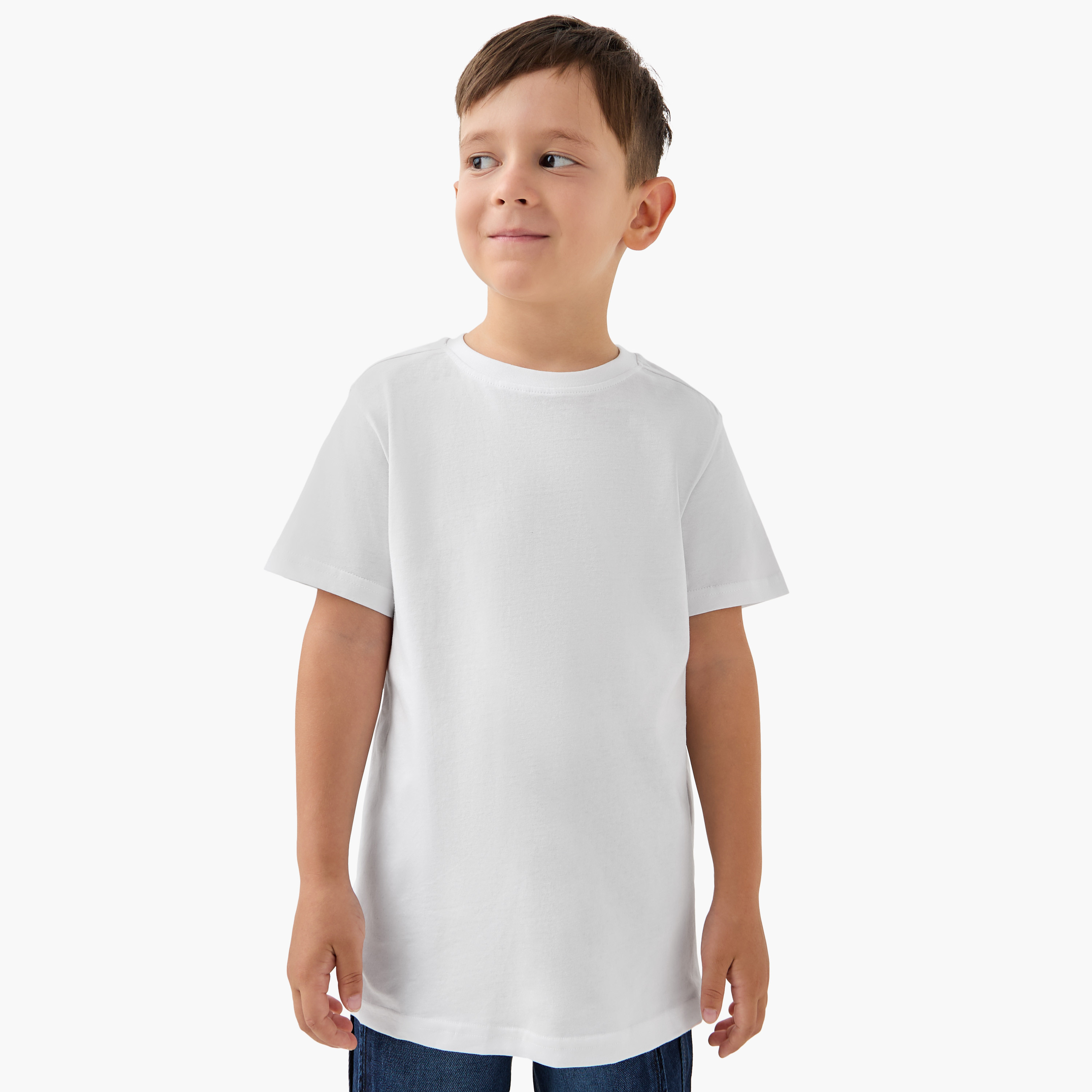 تيشيرتات سادة بياقة ضيقة وأكمام قصيرة من جونيورز - طقم من قطعتين-boys-clothing-tshirtsandpolos-image-2