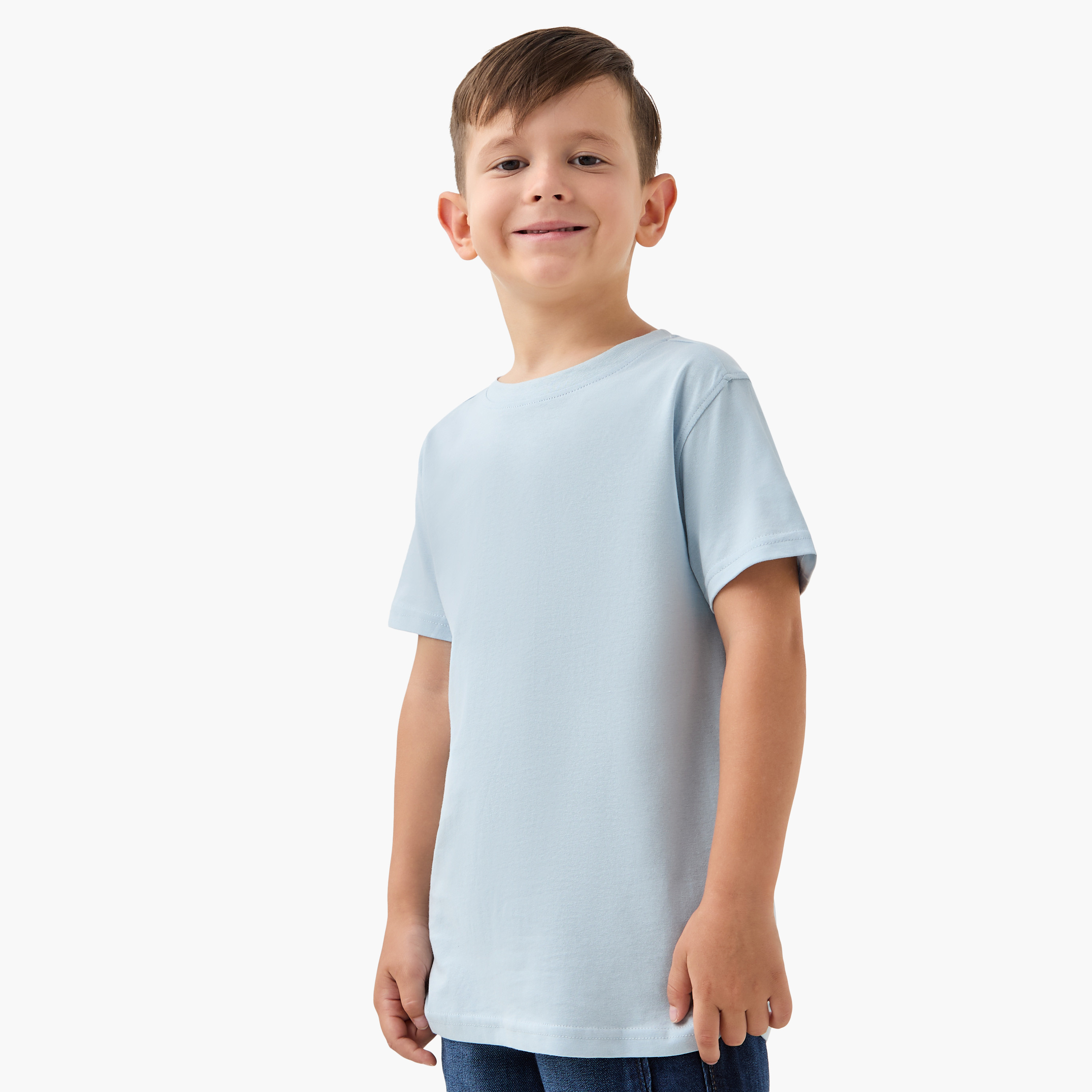 تيشيرتات سادة بياقة ضيقة وأكمام قصيرة من جونيورز - طقم من قطعتين-boys-clothing-tshirtsandpolos-image-3