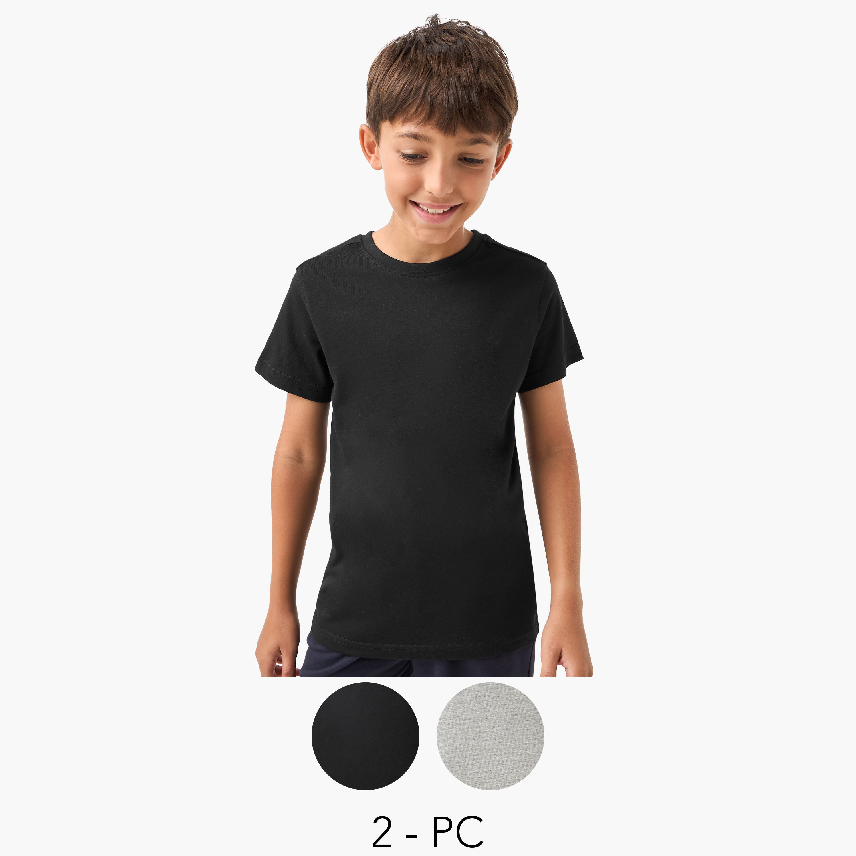 تيشيرت بياقة ضيّقة وأكمام قصيرة من جونيورز - طقم من قطعتين-boys-clothing-tshirtsandpolos-image-1