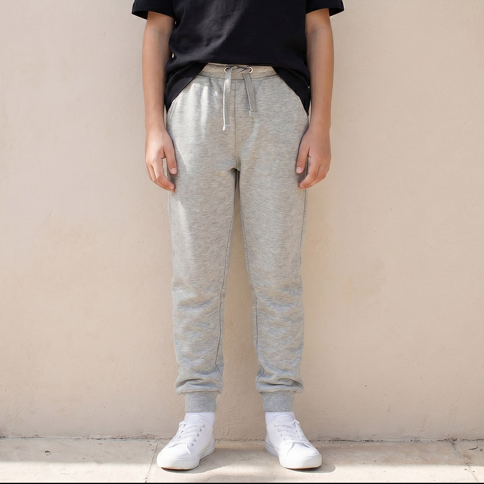 بنطلون رياضي سادة برباط وتفاصيل جيوب من جونيورز-boys-clothing-bottoms-joggersandtrackpants-image-1