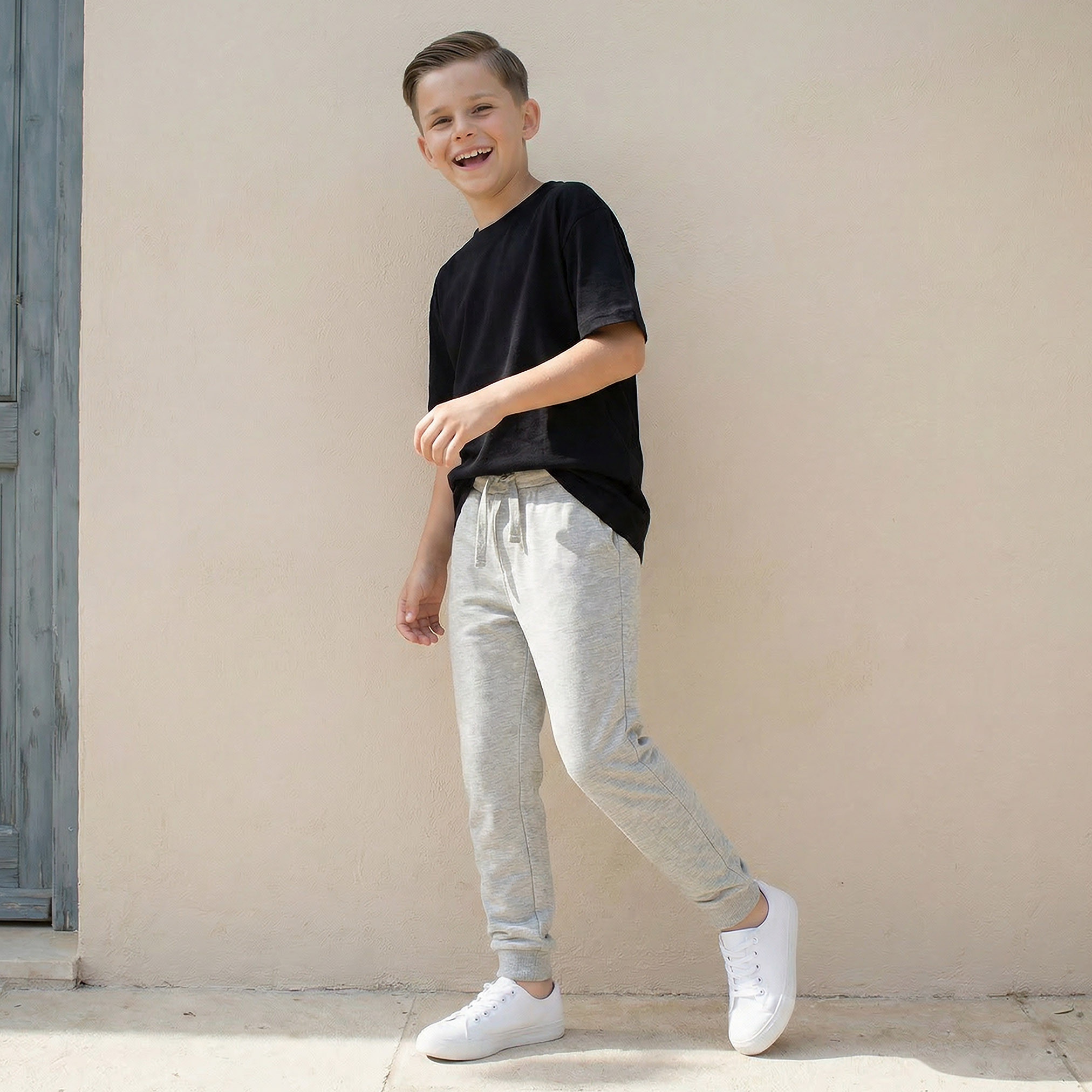 Juniors Solid Jog Pants with Pocket Detail and Drawstring-boys-clothing-schoolwear-bottoms-joggers-image-2