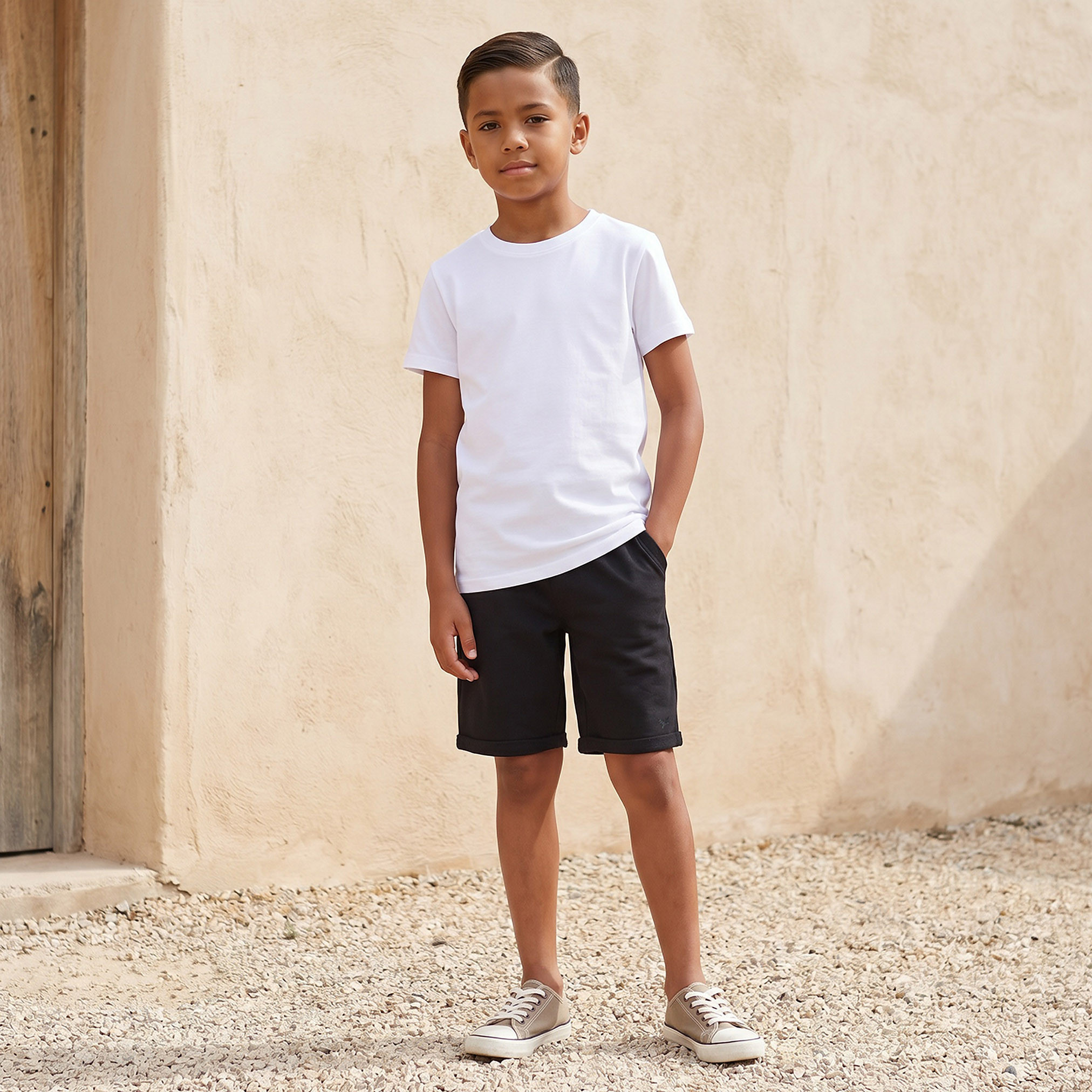 Juniors Solid Shorts with Pocket Detail and Elasticised Waistband-boys-clothing-bottoms-shorts-image-2