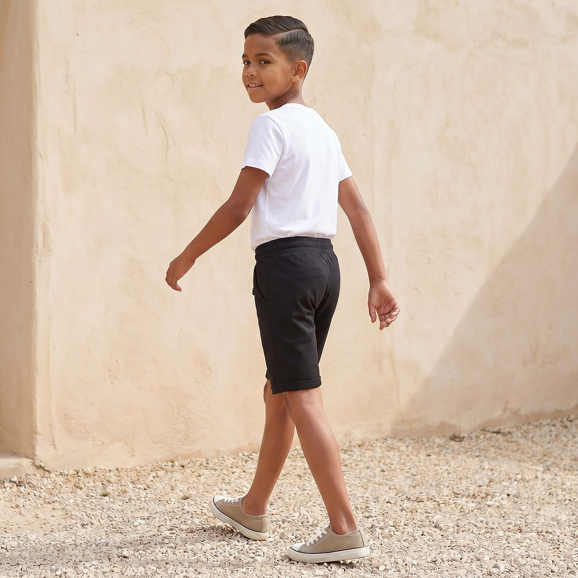 Juniors Solid Shorts with Pocket Detail and Elasticised Waistband-boys-clothing-bottoms-shorts-image-3