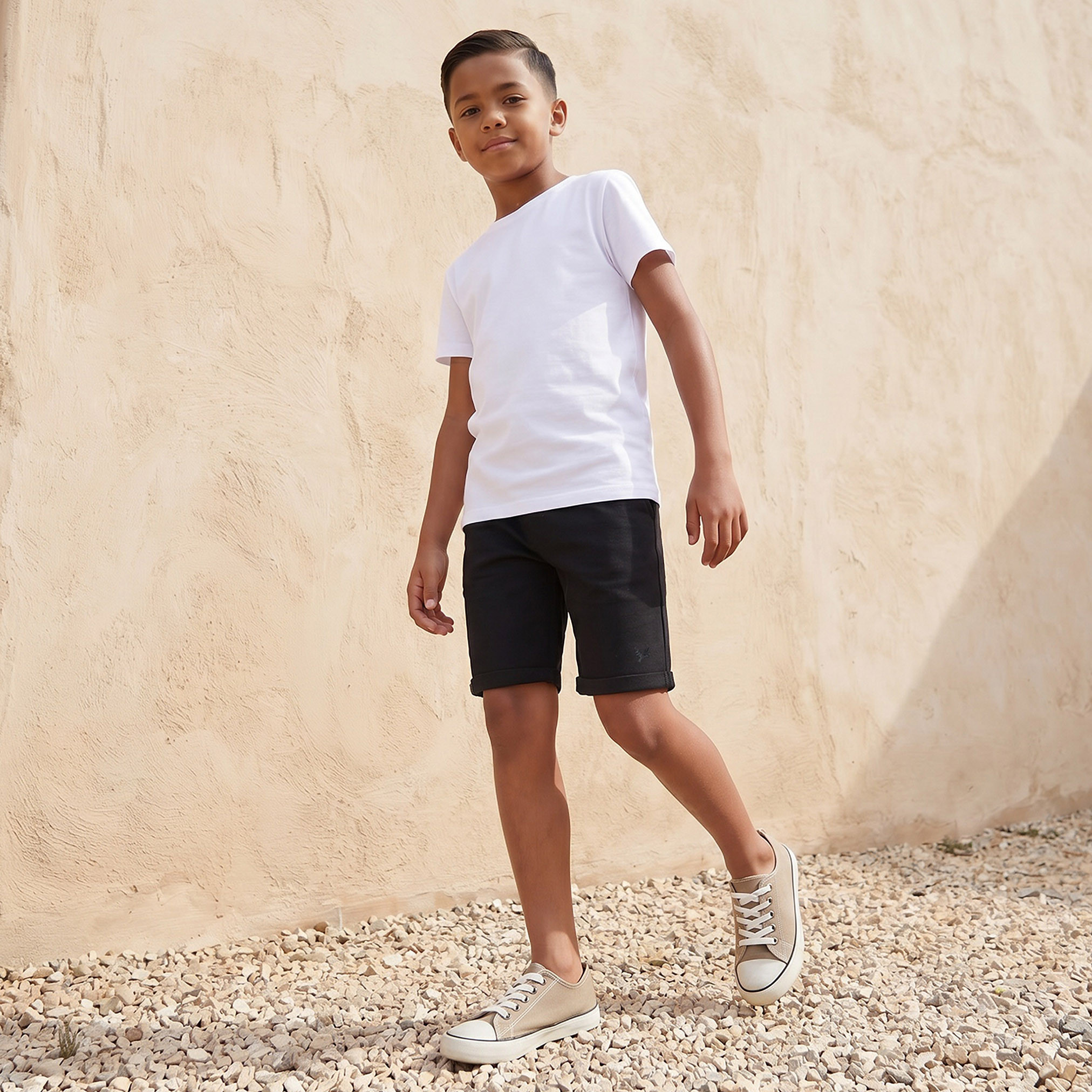 Juniors Solid Shorts with Pocket Detail and Elasticised Waistband-boys-clothing-bottoms-shorts-image-5