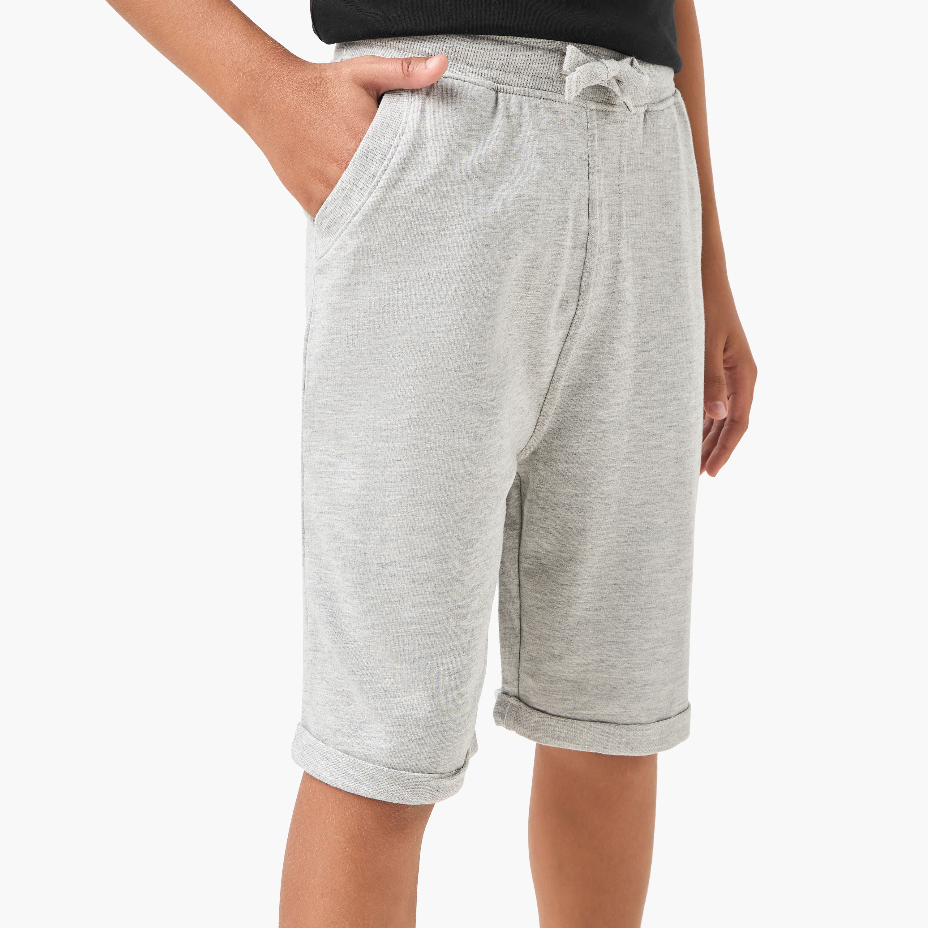 Juniors Solid Shorts with Pocket Detail and Elasticised Waistband-boys-clothing-bottoms-shorts-image-1