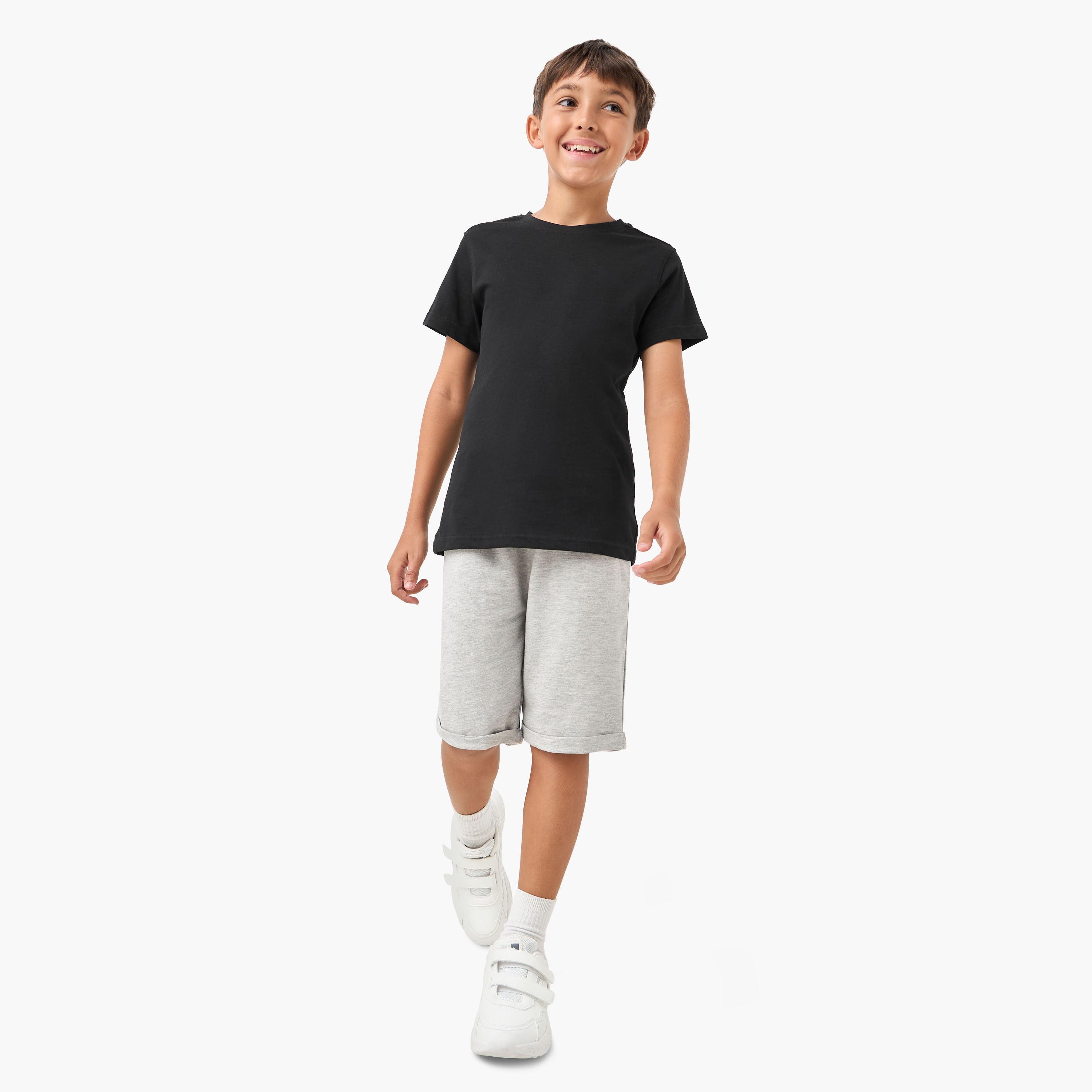 Juniors Solid Shorts with Pocket Detail and Elasticised Waistband-boys-clothing-bottoms-shorts-image-2