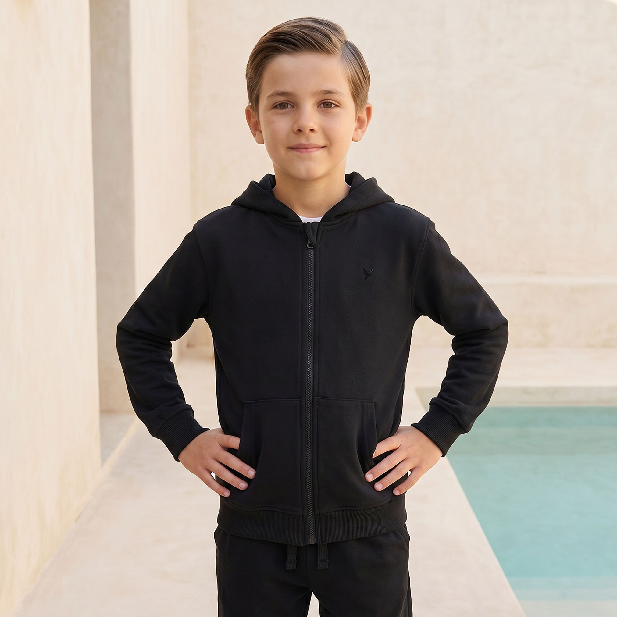 Juniors Textured Long Sleeves Jacket with Hood-boys-clothing-jacketsandcoats-image-1