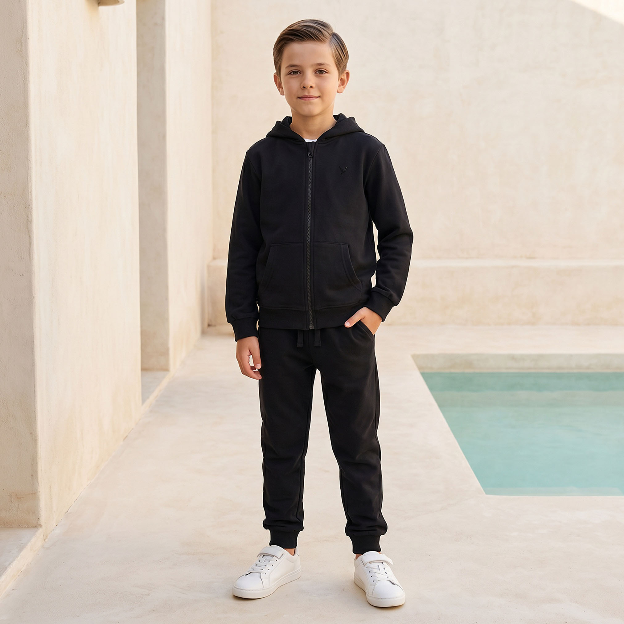 Juniors Textured Long Sleeves Jacket with Hood-boys-clothing-jacketsandcoats-image-2