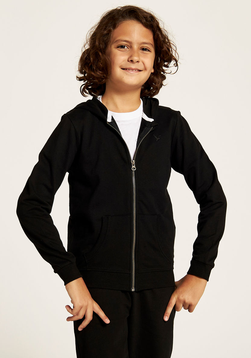 Juniors Textured Long Sleeves Jacket with Hood-Coats and Jackets-image-1