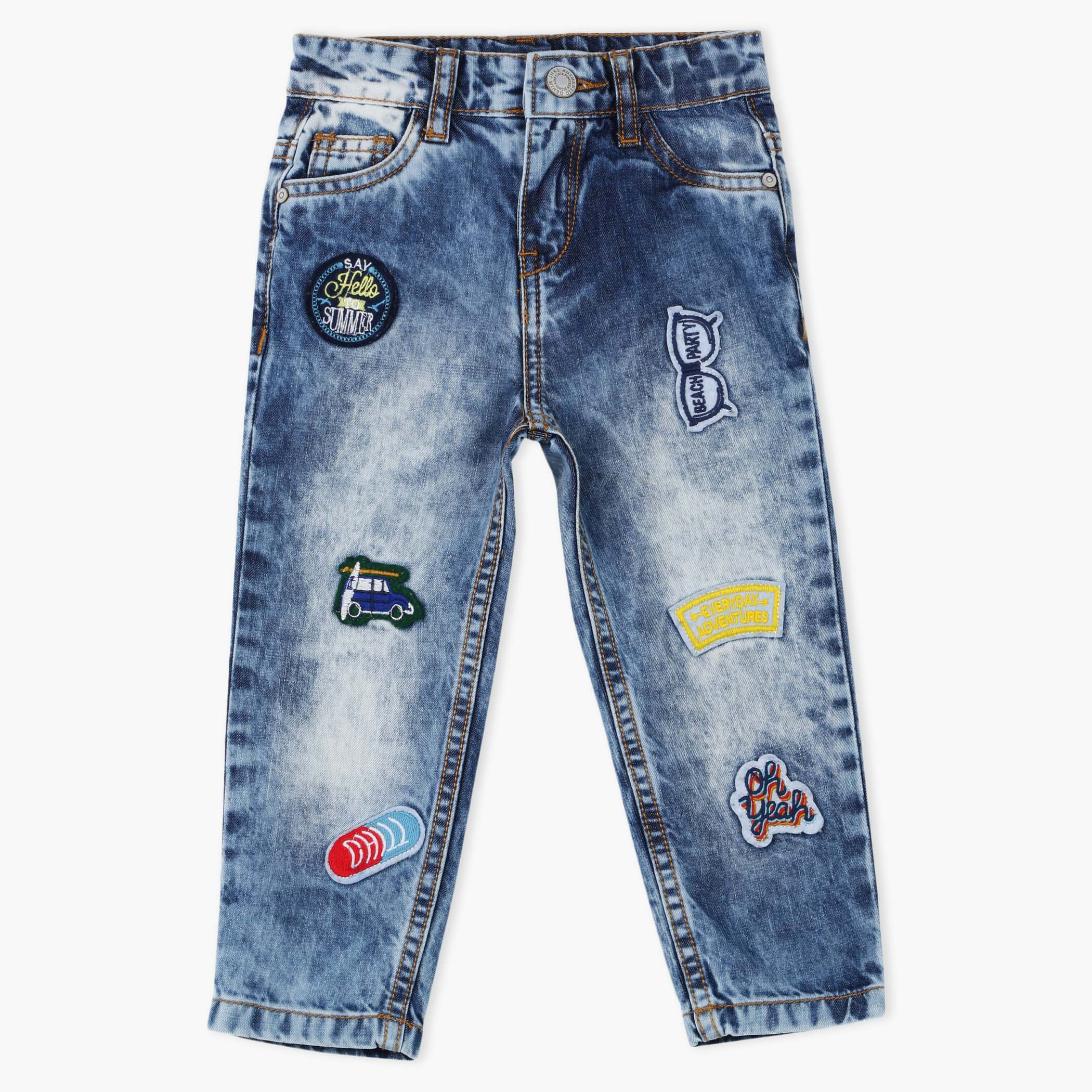 بِنطال جينز طويل بزر إغلاق وتفاصيل مزخرفة من جونيورز-baby-boys-clothing-bottoms-jeans-image-1