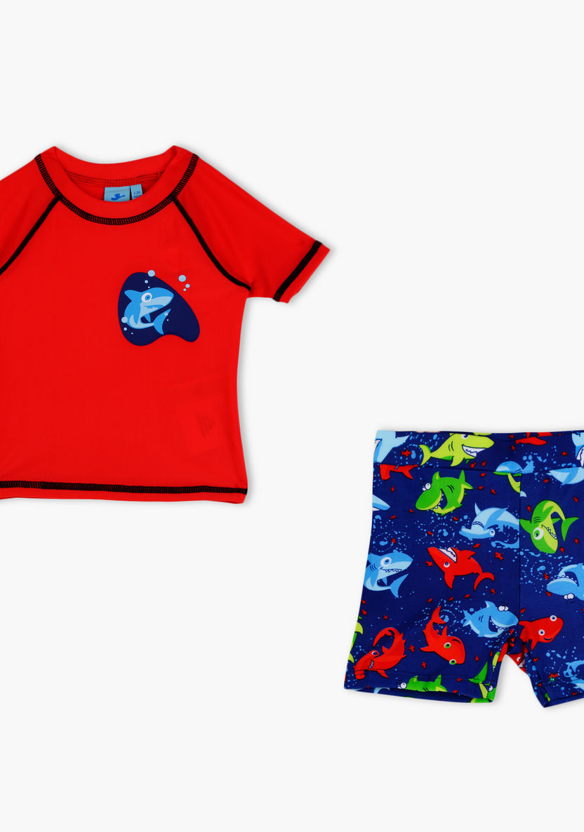 Juniors Printed T-shirt and Shorts Set-Swimwear-image-0