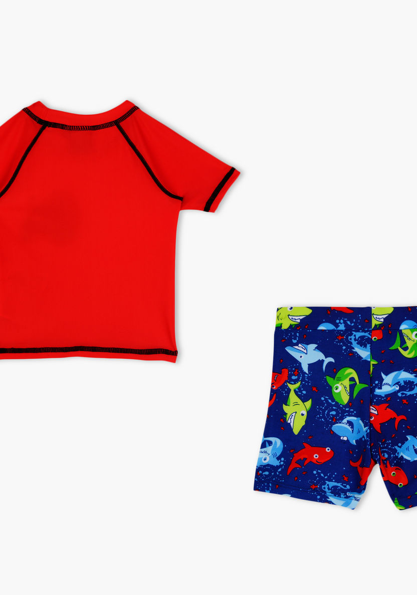 Juniors Printed T-shirt and Shorts Set-Swimwear-image-1