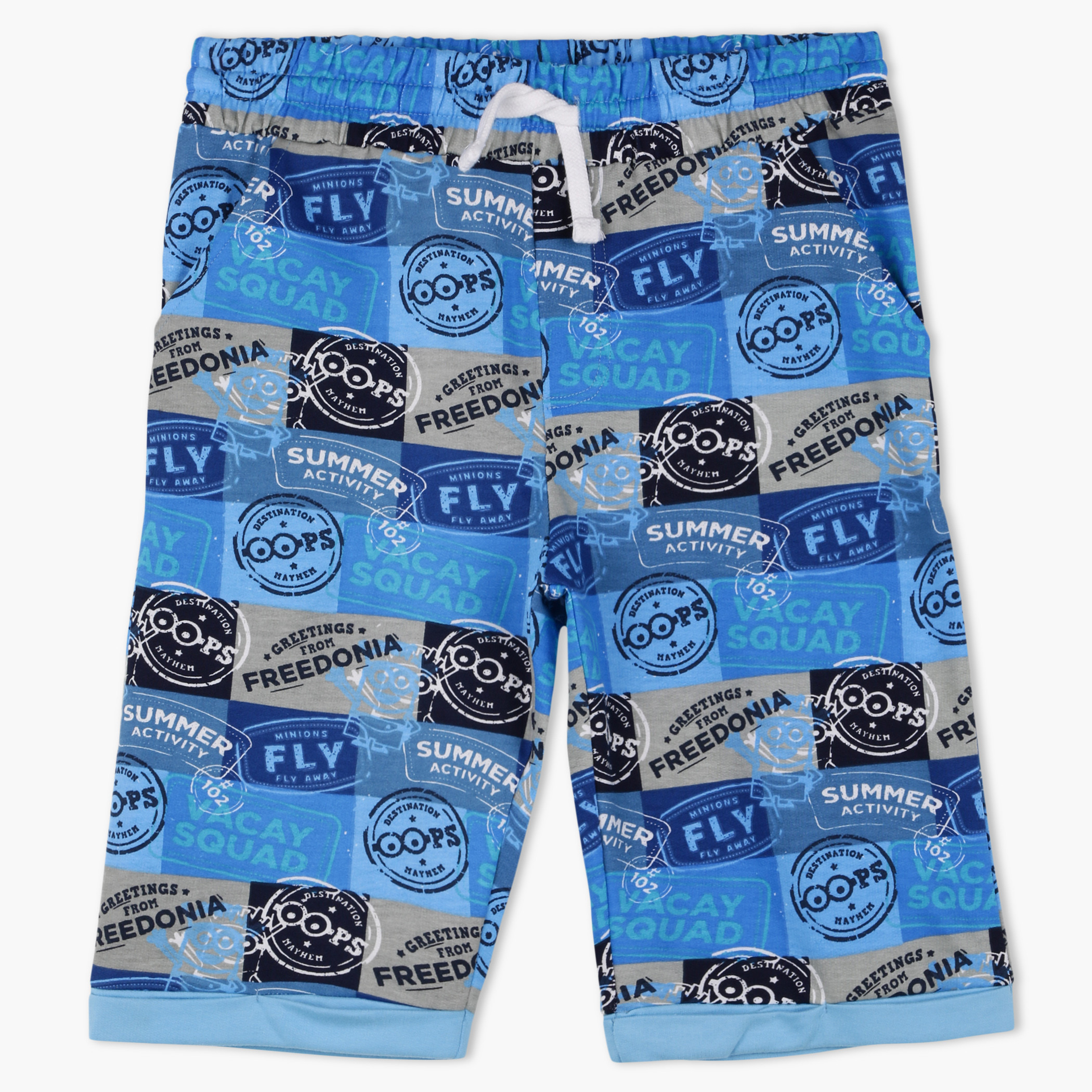 Minions Printed Shorts with Elastcised Waistband-boys-clothing-bottoms-shorts-image-1