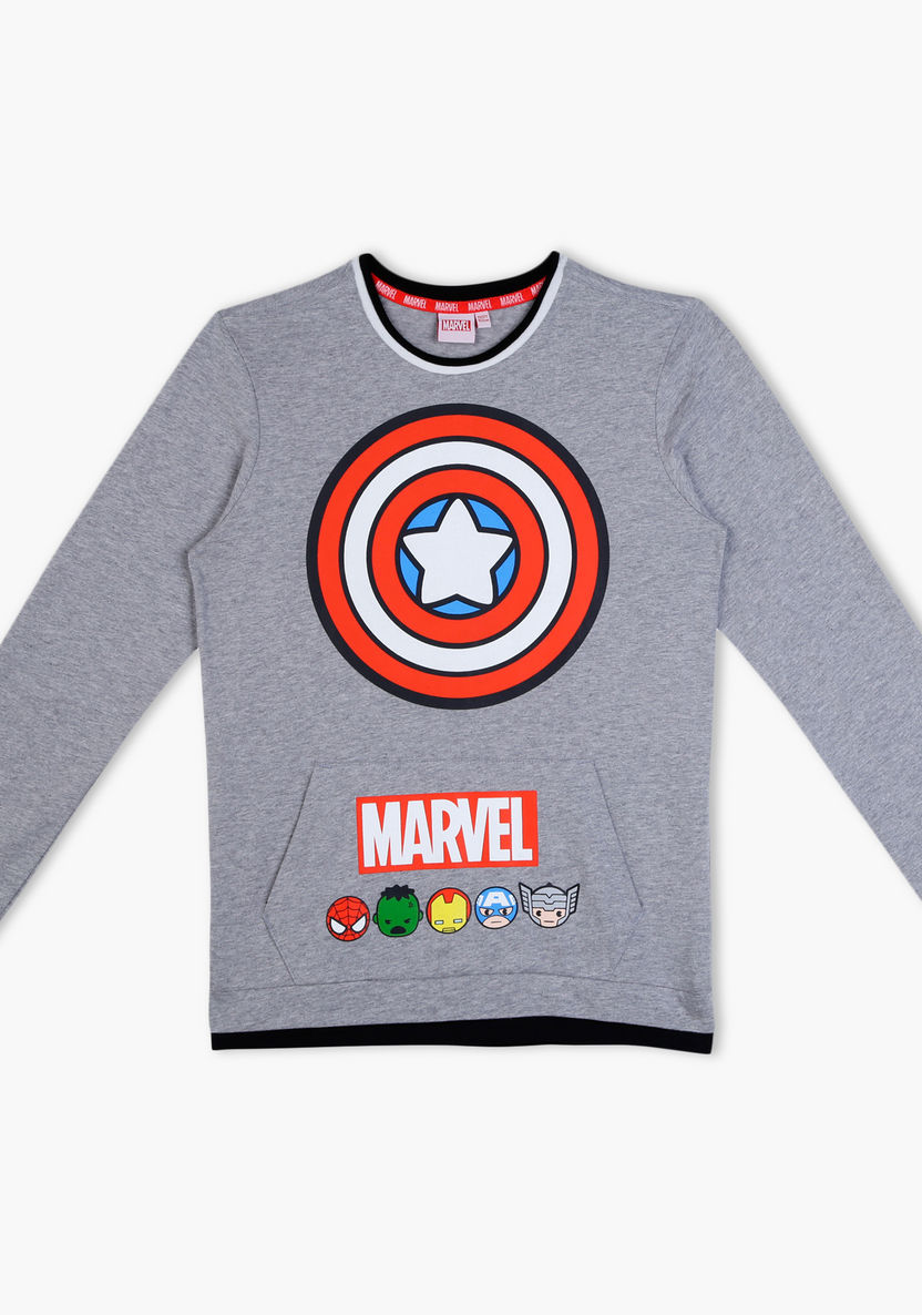 Captain America Printed Long Sleeves Sweatshirt-Sweaters and Cardigans-image-0
