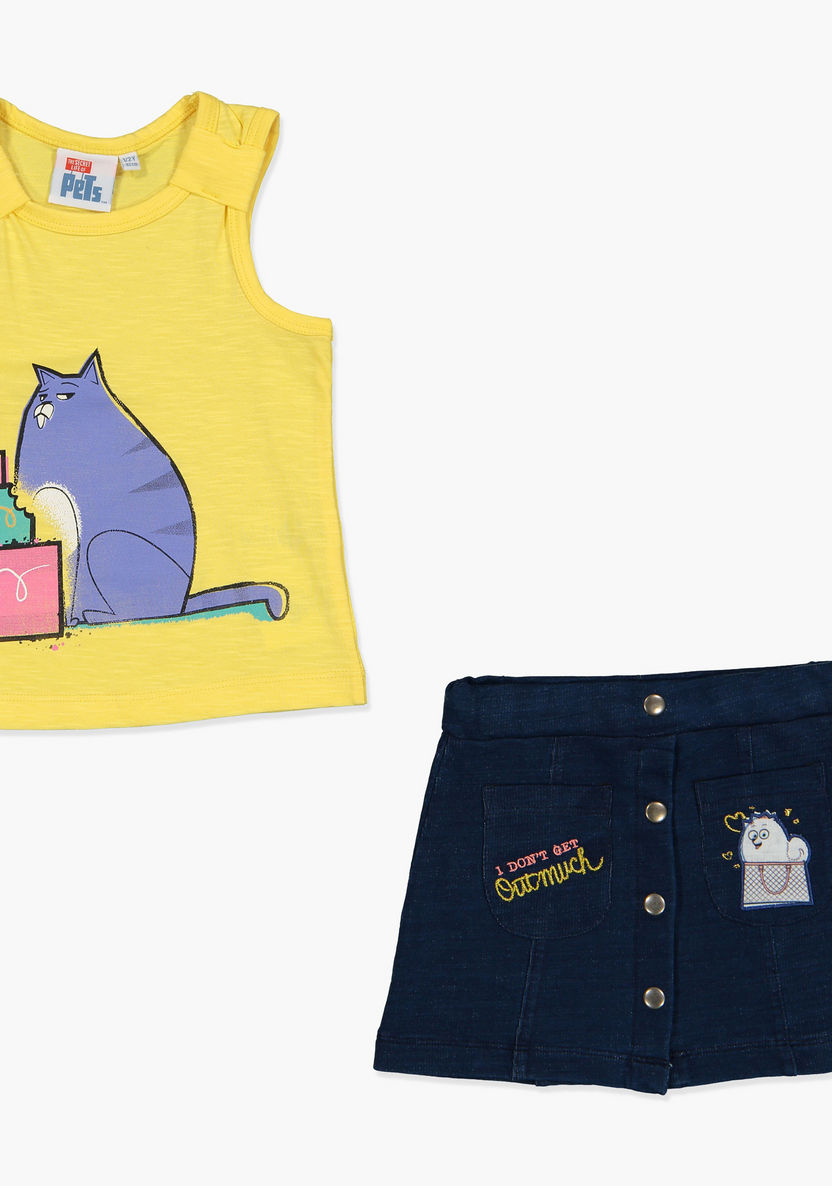 The Secret Life of Pets Printed T-shirt and Skirt Set-Clothes Sets-image-0