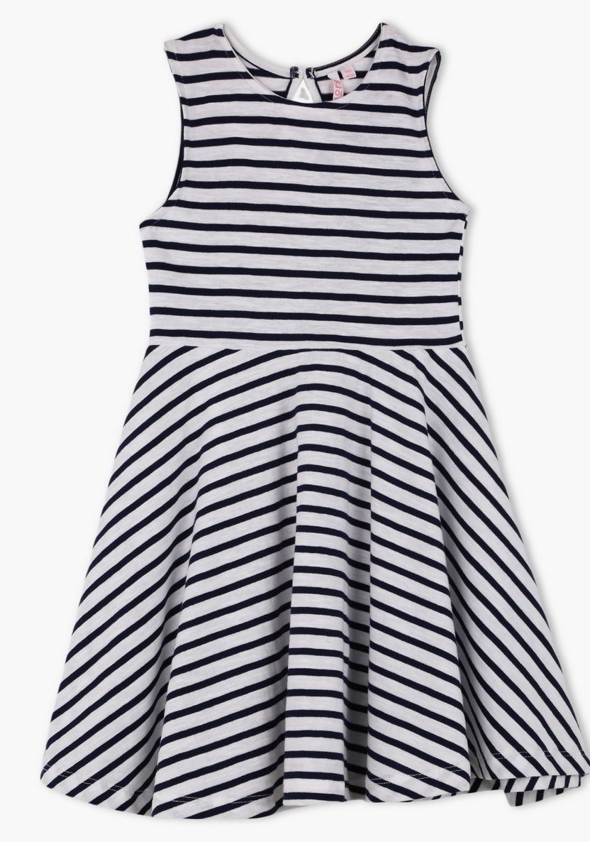 Juniors Striped Sleeveless Dress-Dresses%2C Gowns and Frocks-image-0