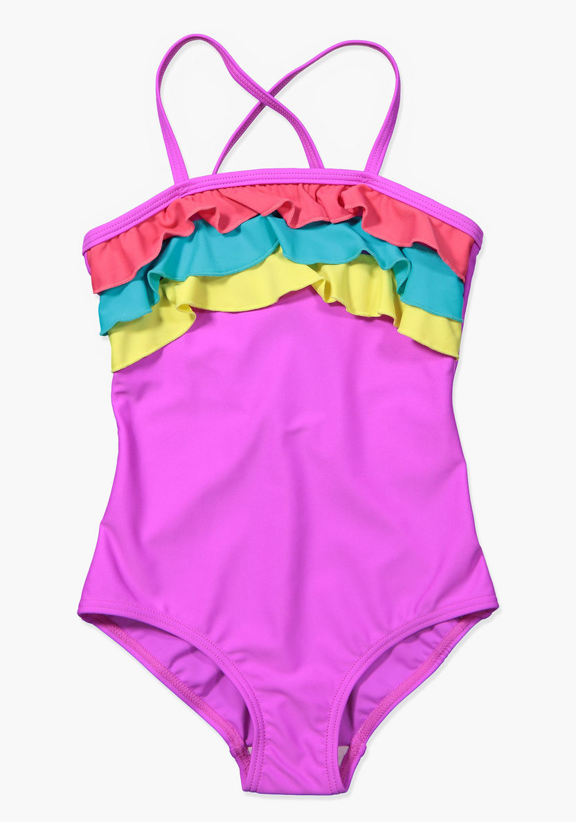 Juniors Ruffle Detail Swimsuit-Swimwear-image-0