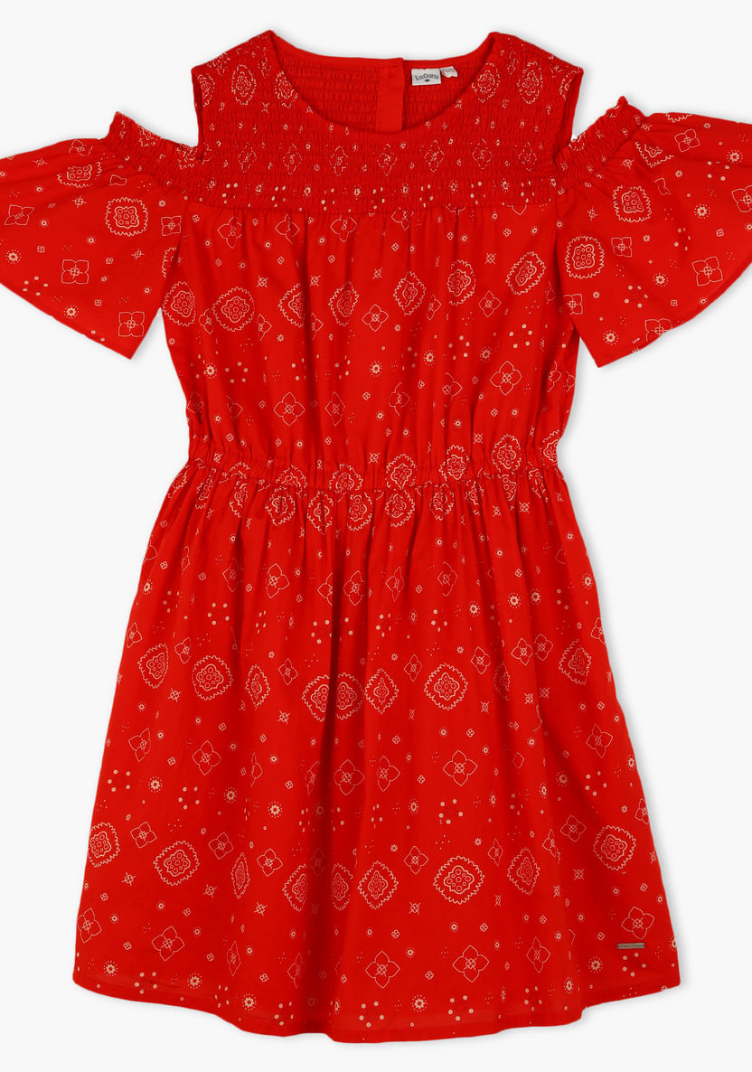 Lee Cooper Printed Cold Shoulder Dress-Dresses%2C Gowns and Frocks-image-0