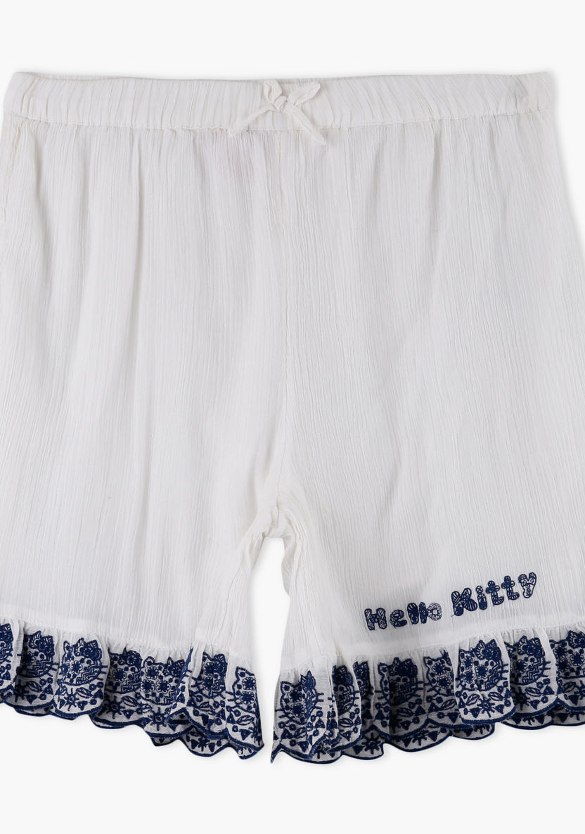 Hello Kitty Embroidered Shorts with Elasticised Waistband-Shorts-image-0