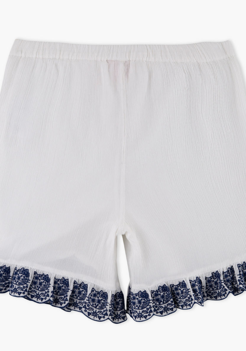 Hello Kitty Embroidered Shorts with Elasticised Waistband-Shorts-image-1