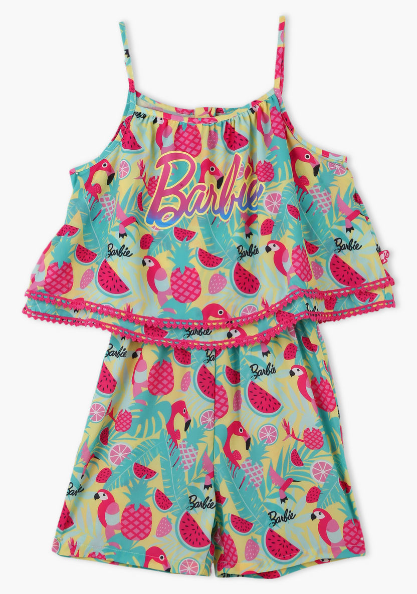 Barbie Printed Spaghetti Strap Playsuit-Rompers%2C Dungarees and Jumpsuits-image-0