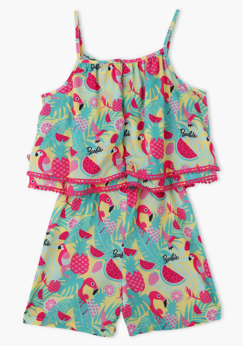 Barbie Printed Spaghetti Strap Playsuit-Rompers%2C Dungarees and Jumpsuits-image-1