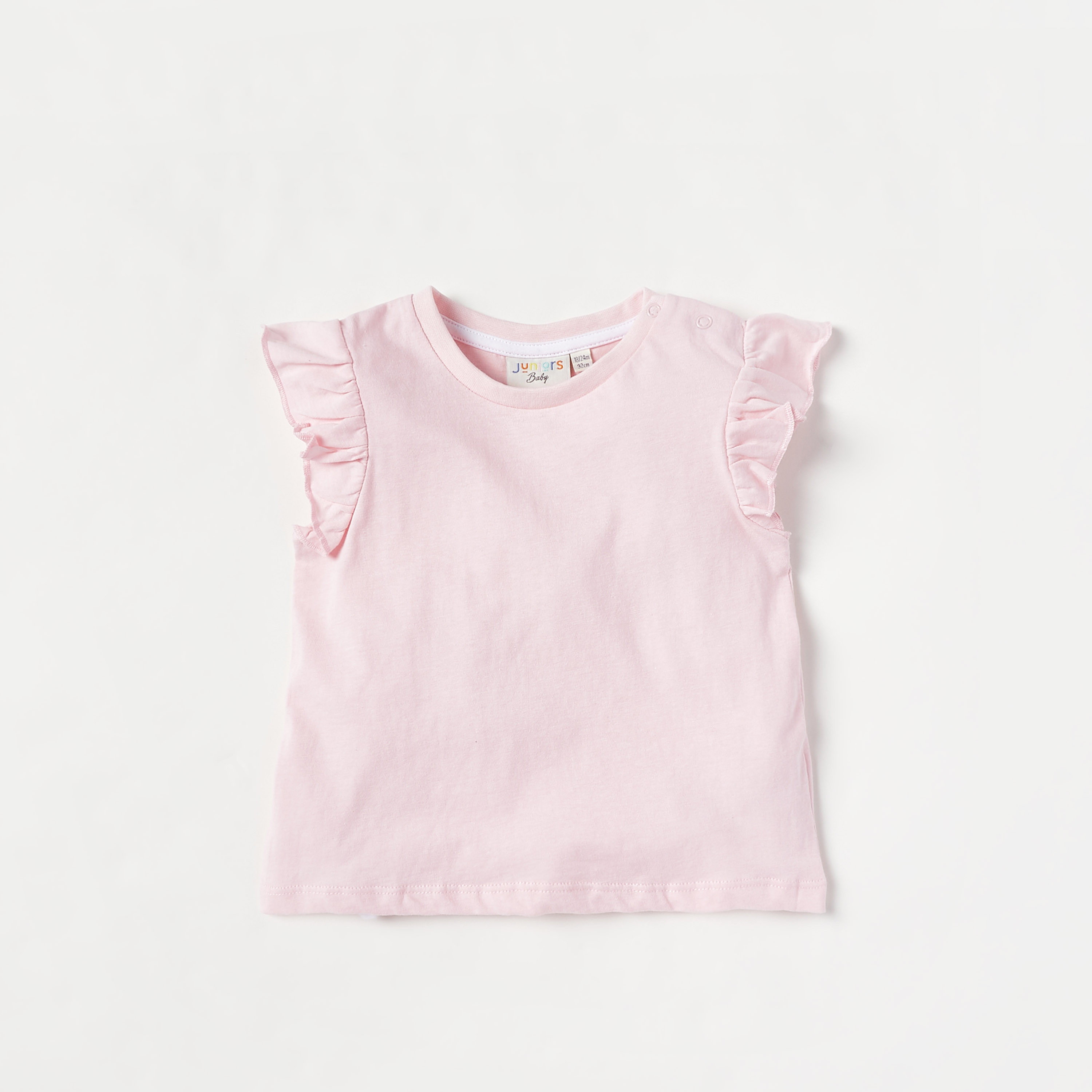 Juniors Solid Crew Neck T-shirt with Cap Sleeves - Set of 2-baby-girls-clothing-tshirts-image-2