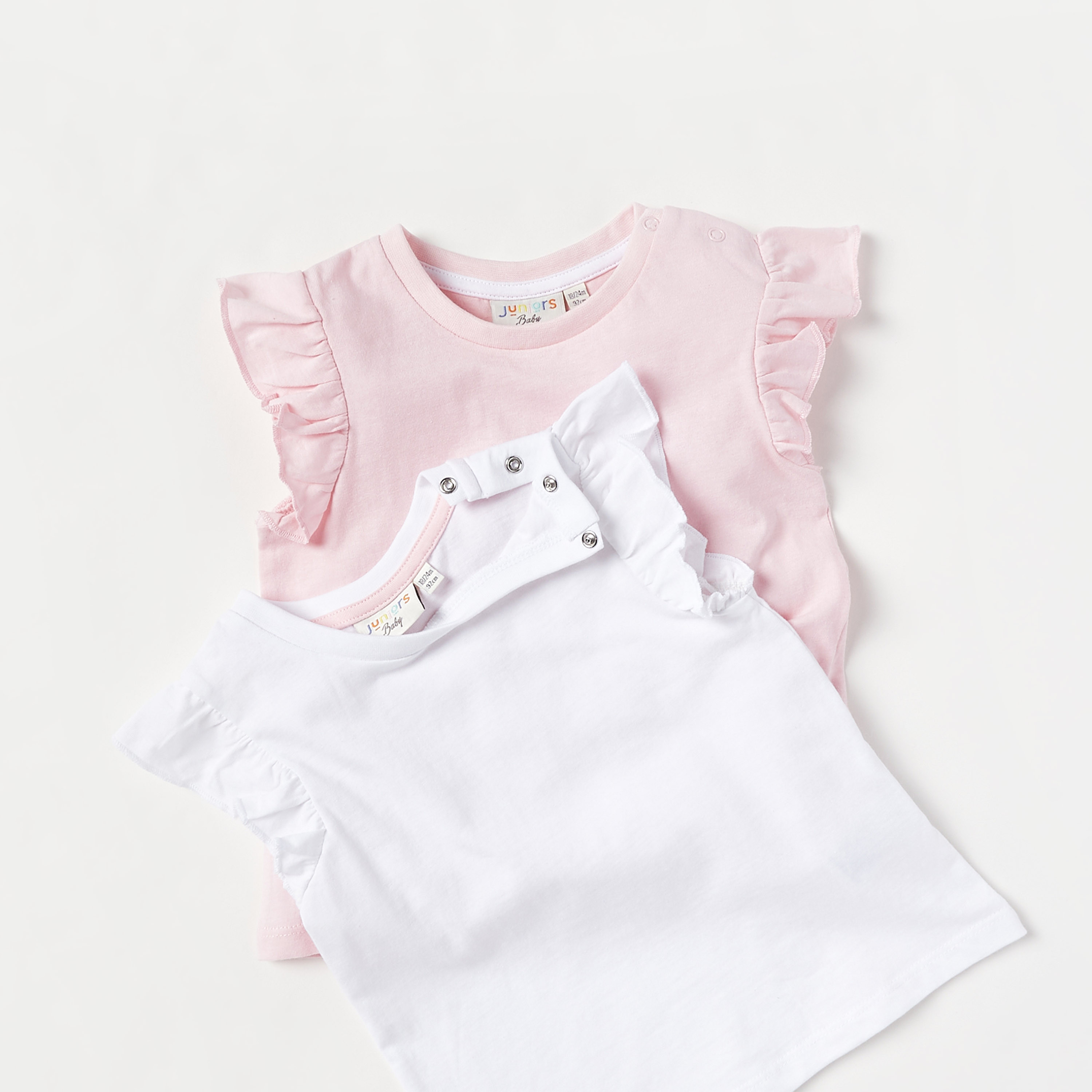 Juniors Solid Crew Neck T-shirt with Cap Sleeves - Set of 2-baby-girls-clothing-tshirts-image-4