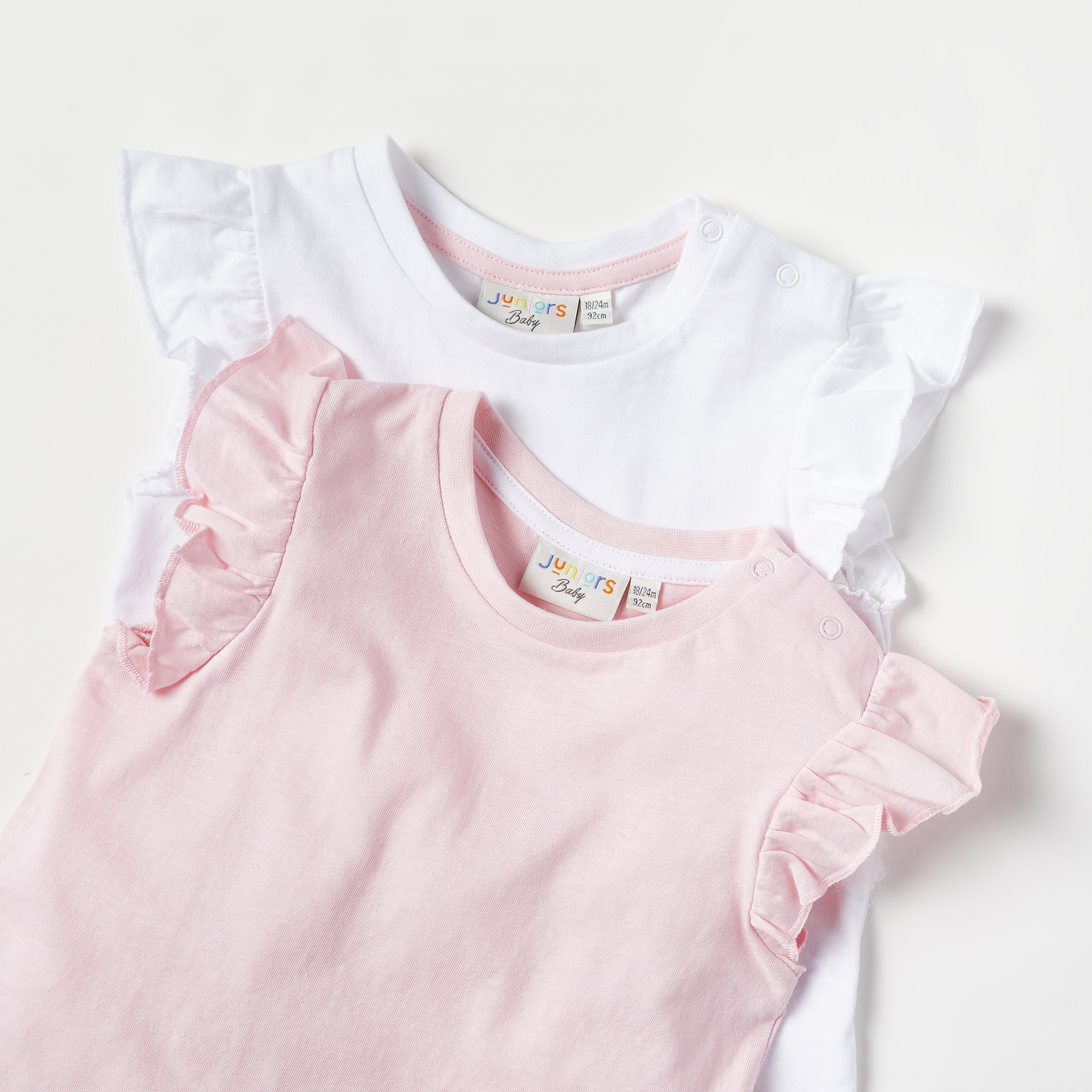 Juniors Solid Crew Neck T-shirt with Cap Sleeves - Set of 2-baby-girls-clothing-tshirts-image-5