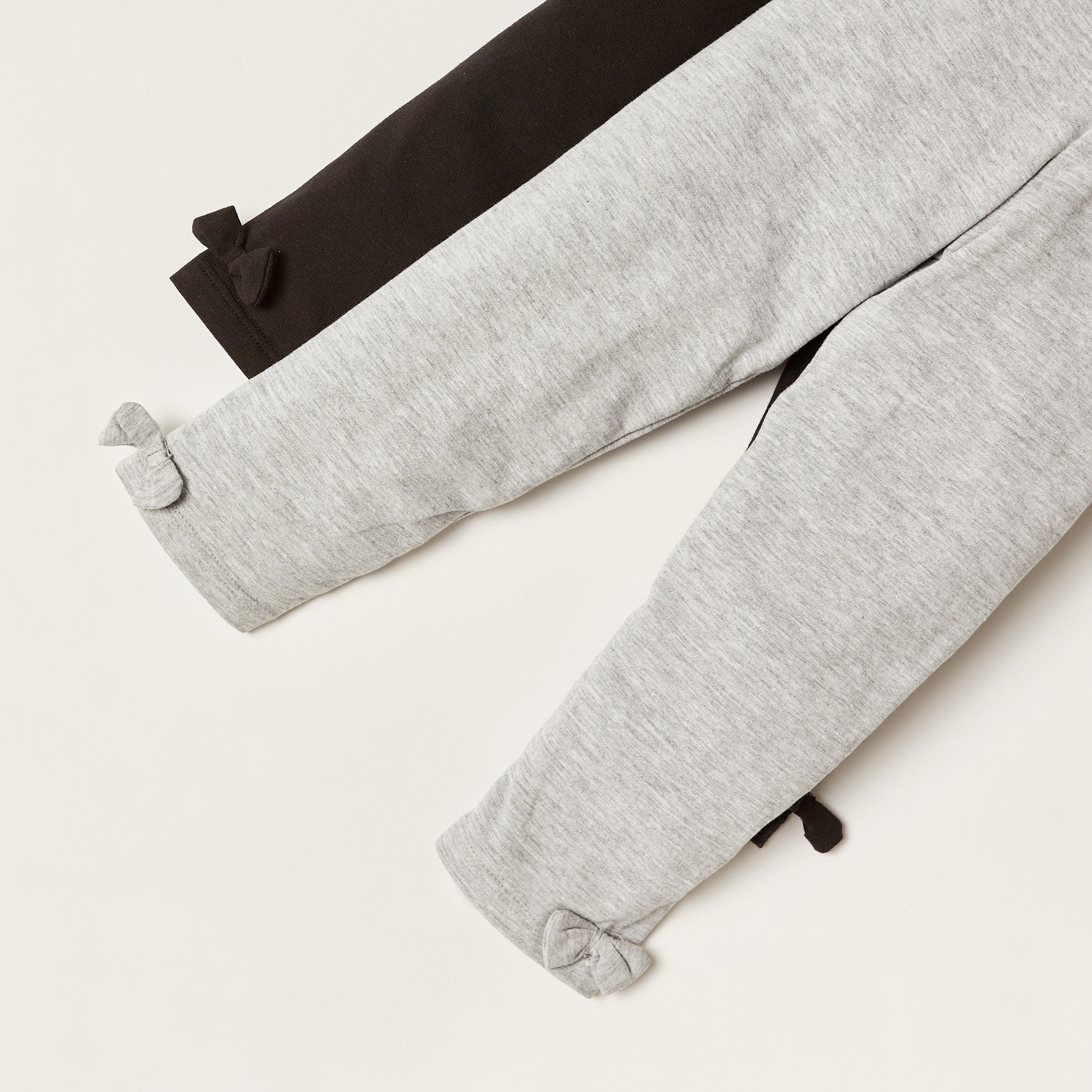 Juniors Solid Leggings with Bow Detail - Set of 2-baby-girls-clothing-bottoms-leggings-image-5